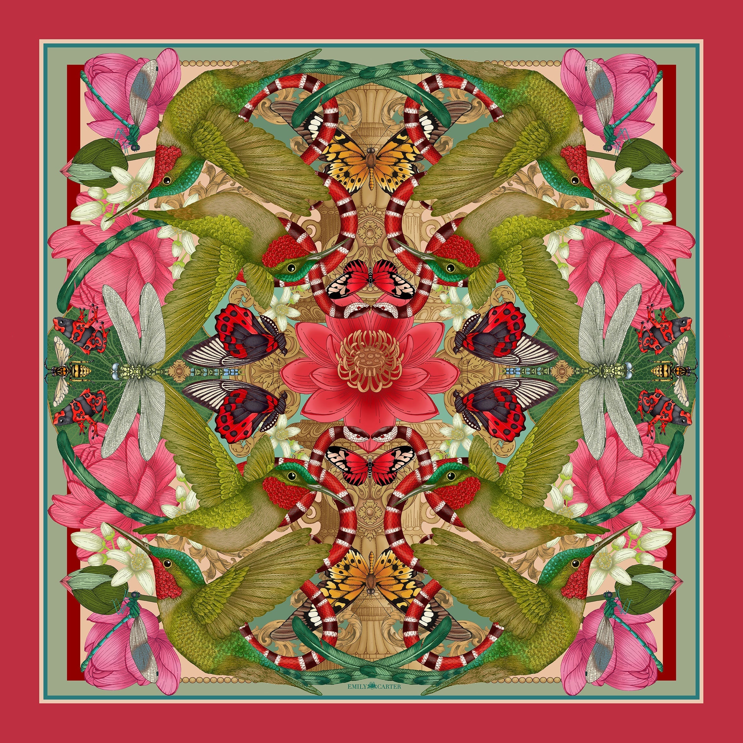 From Sketch to Silk: The Hummingbird & Lotus Scarf