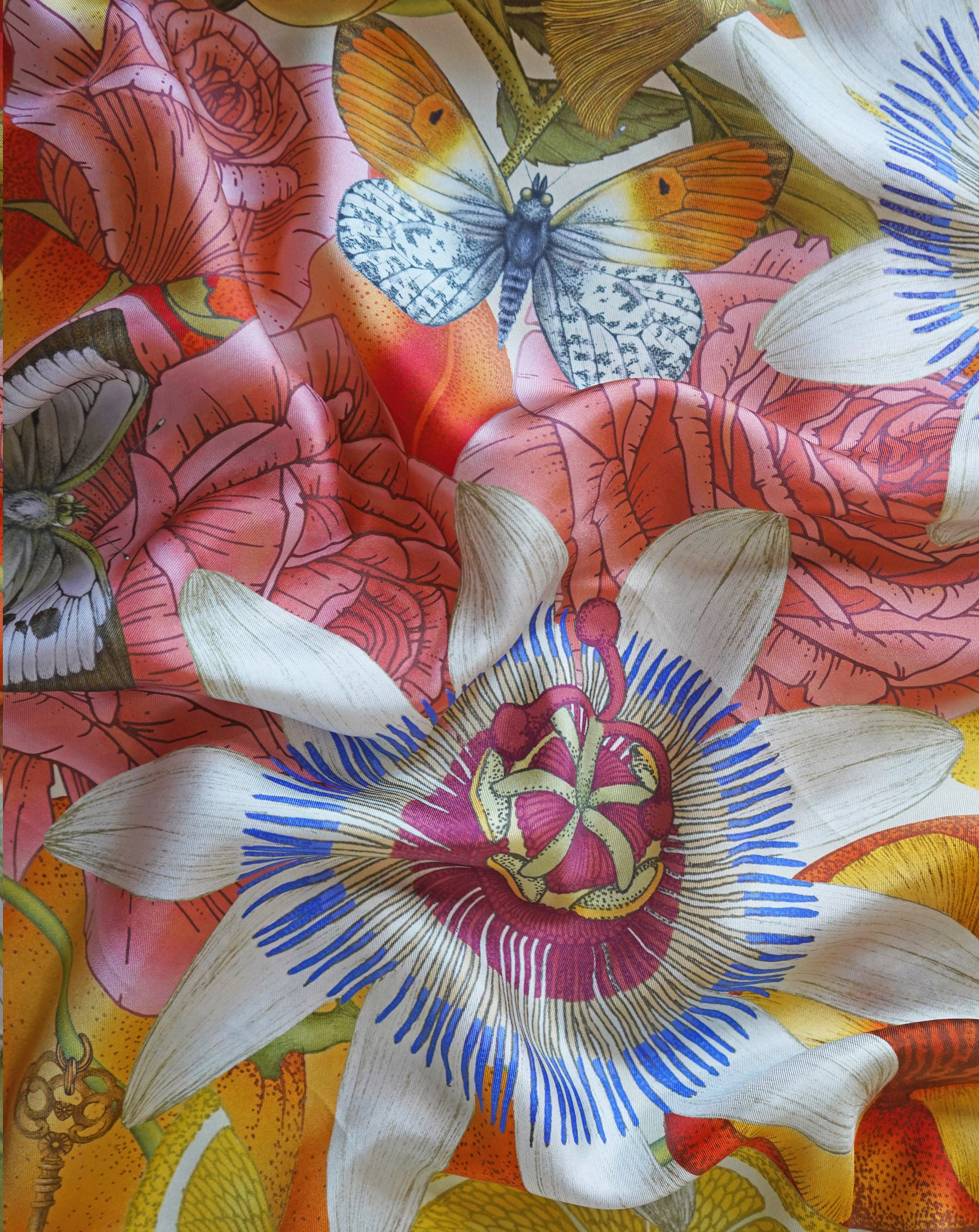 The Rose & Lemon Silk Scarf | 90x90cm