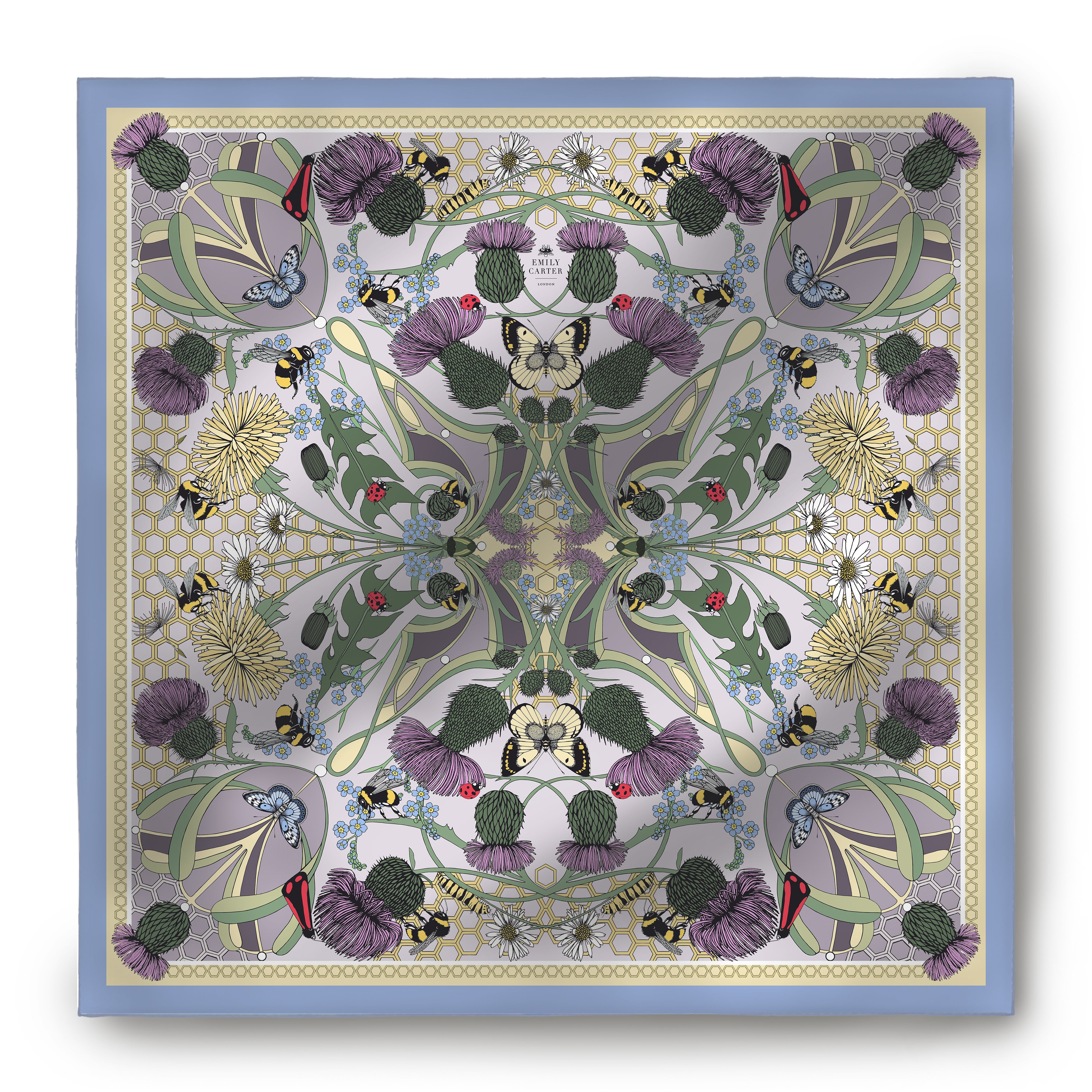 The Honey Bee & Thistle Silk Scarf | 90x90cm
