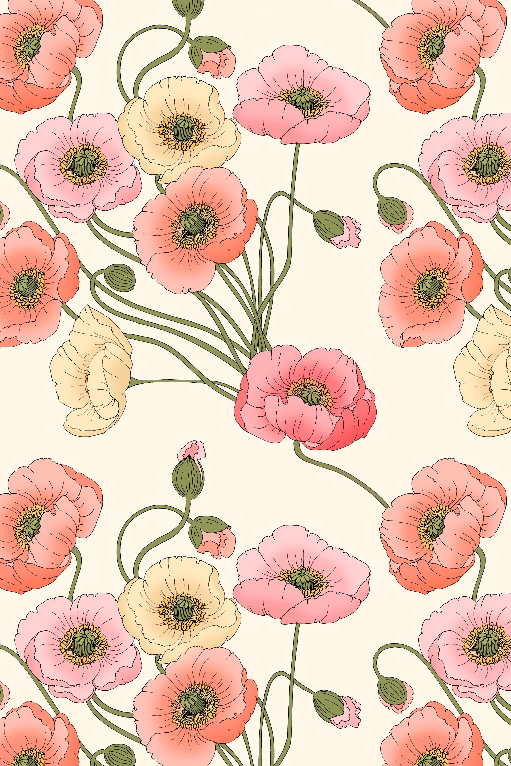 Art Nouveau Poppy Print