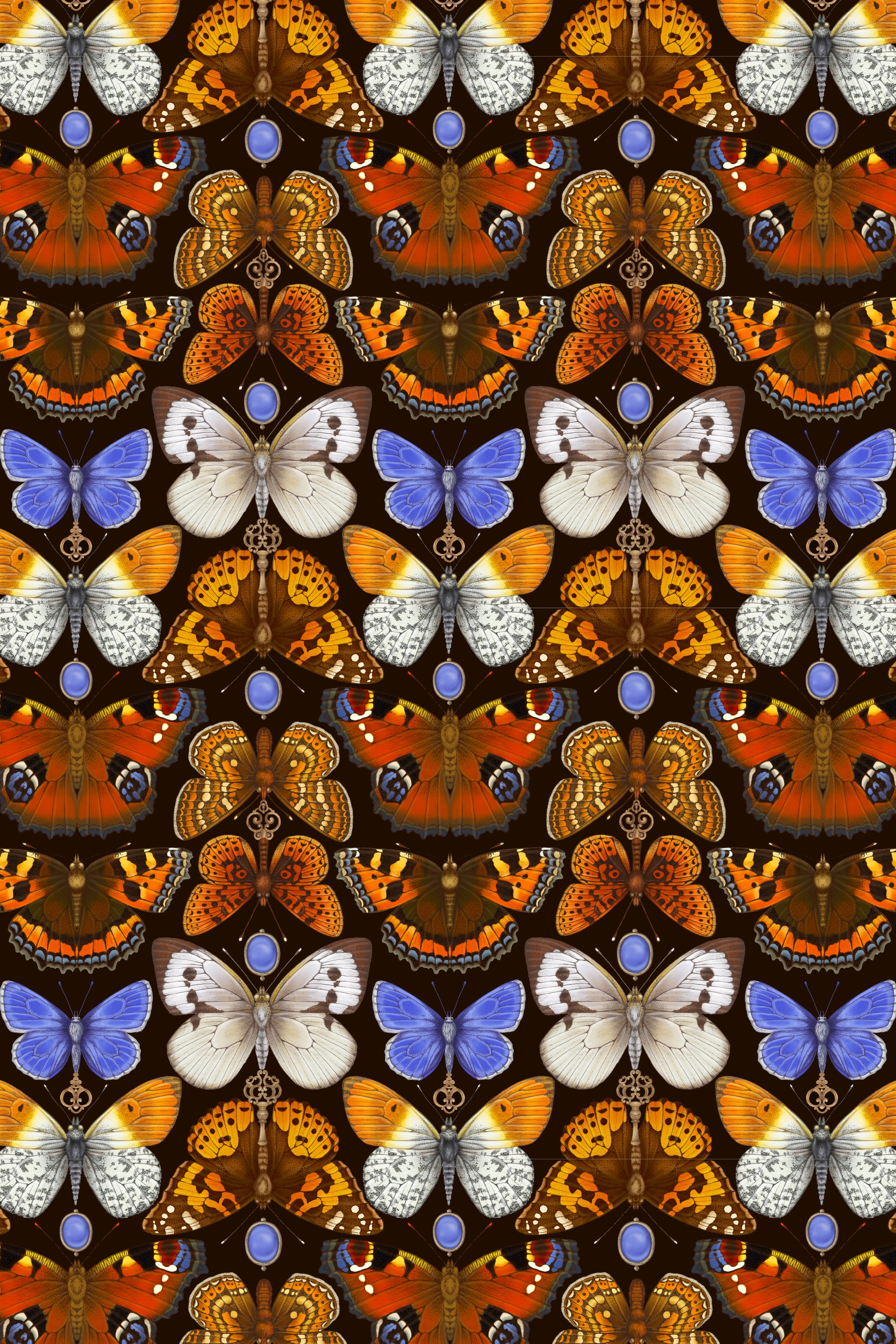 British Butterfly Print Black