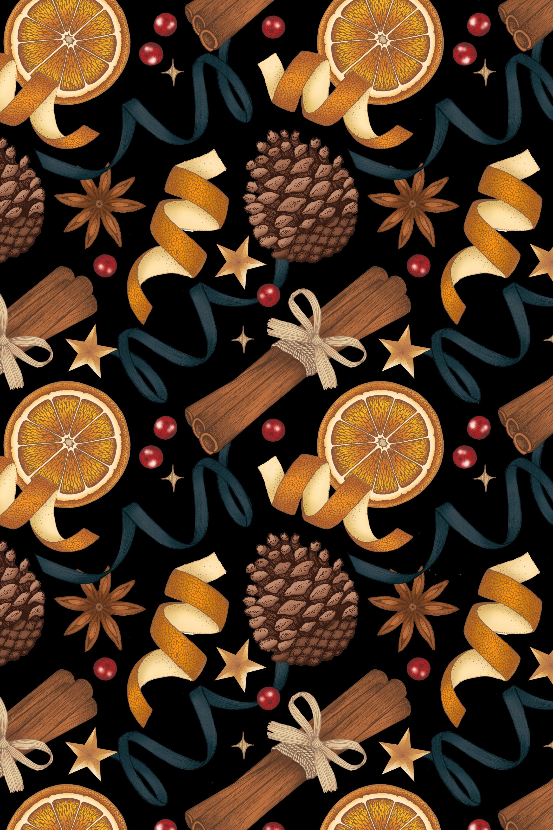 Orange & Pinecone Print