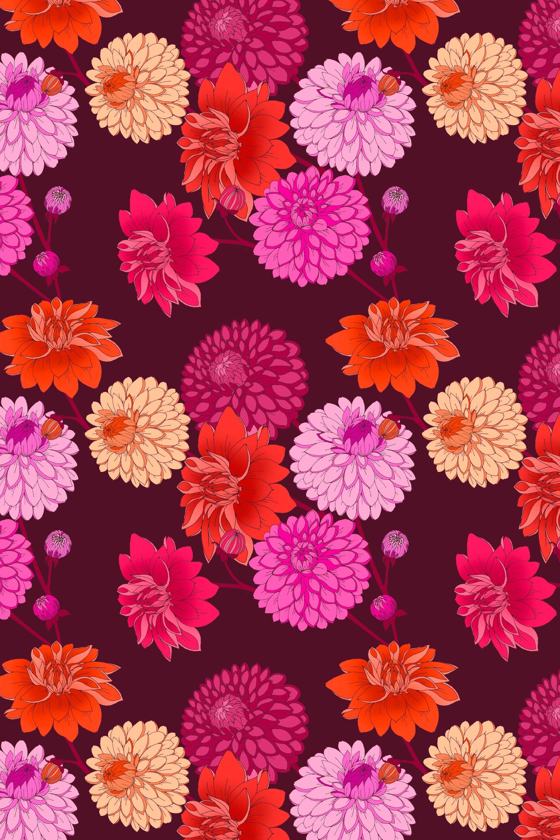 Dahlia Print Maroon