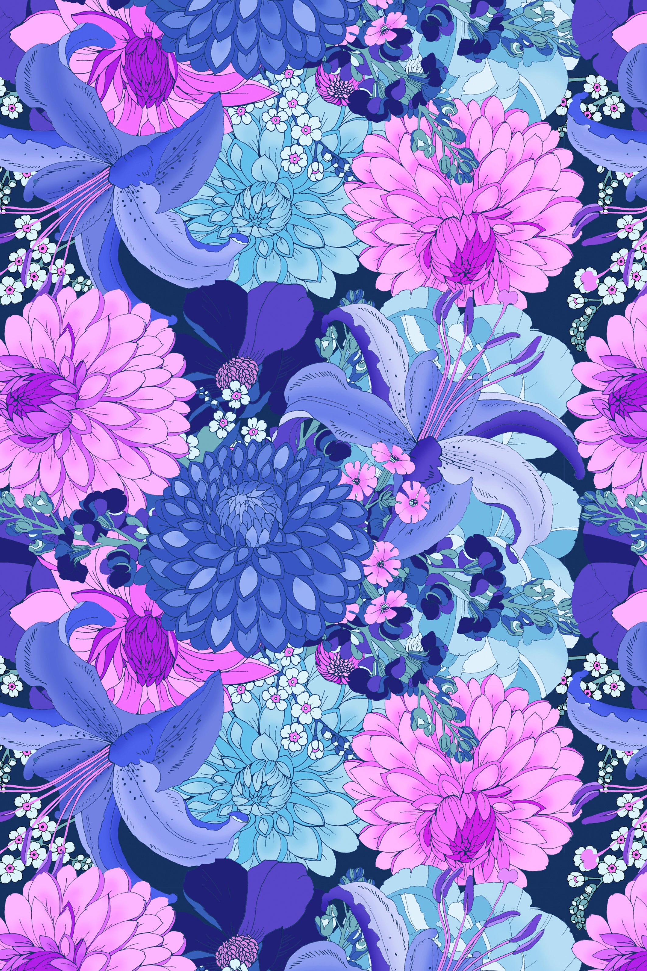 Dahlia Garden Print Indigo