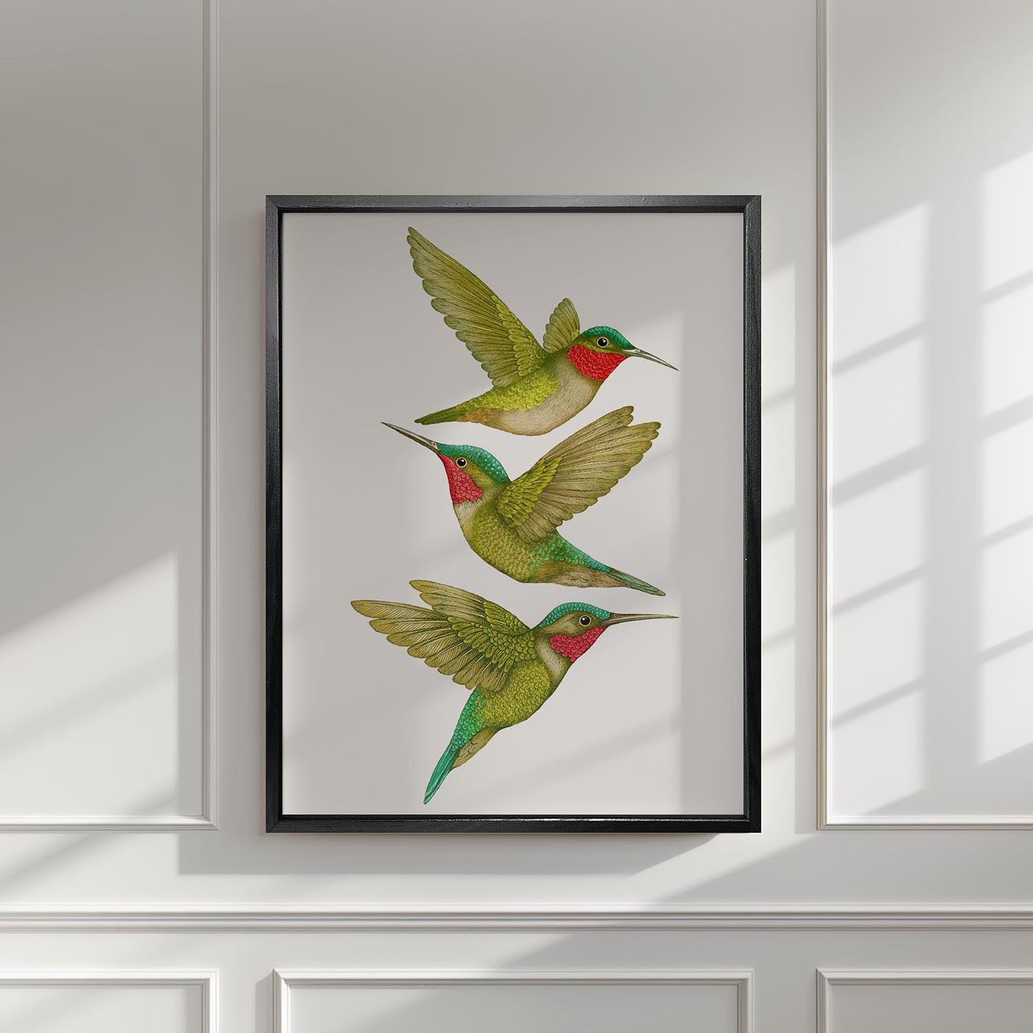 'Antique Tropical Hummingbirds' Cream Fine Art Print