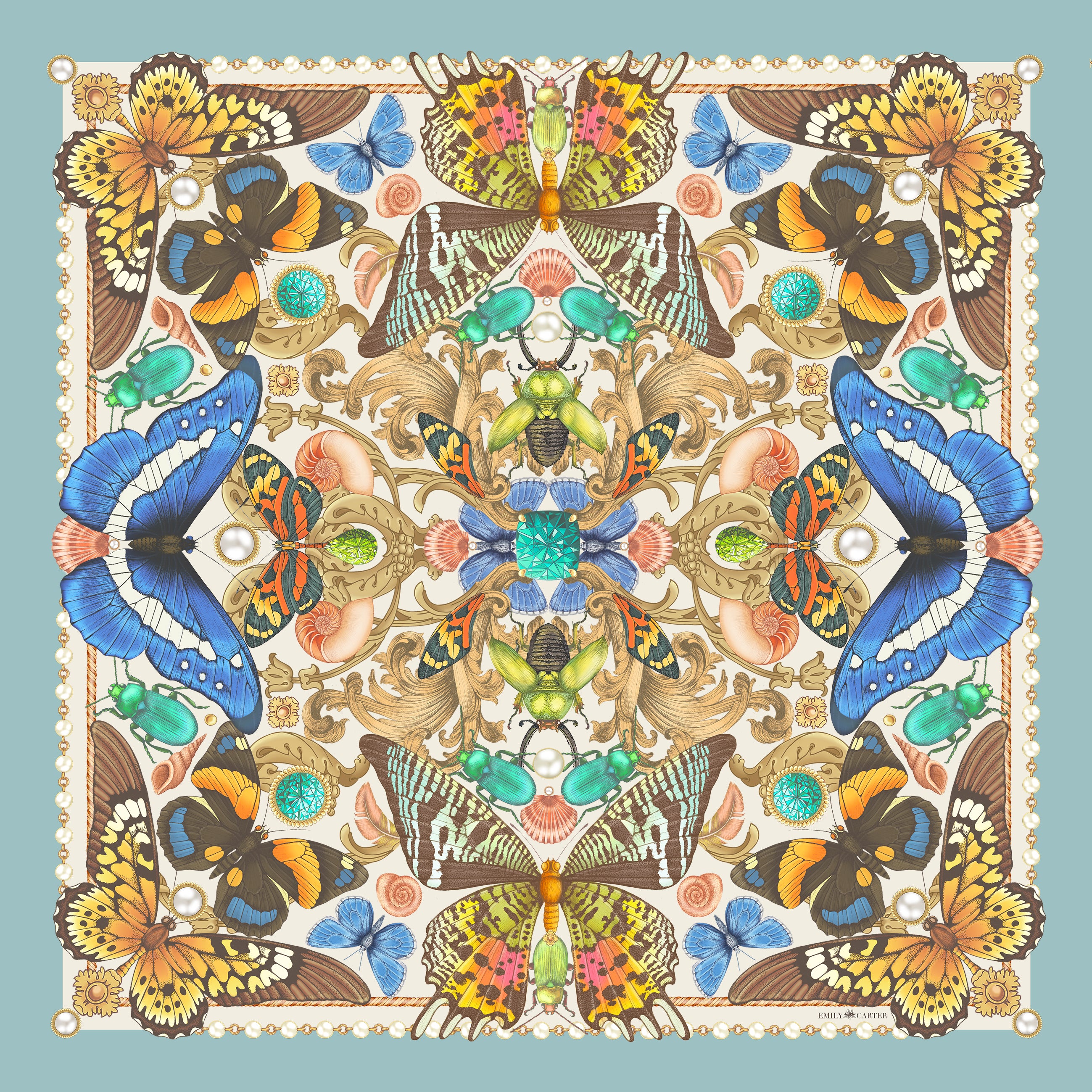 The Baroque Butterfly Silk Scarf | 90x90cm