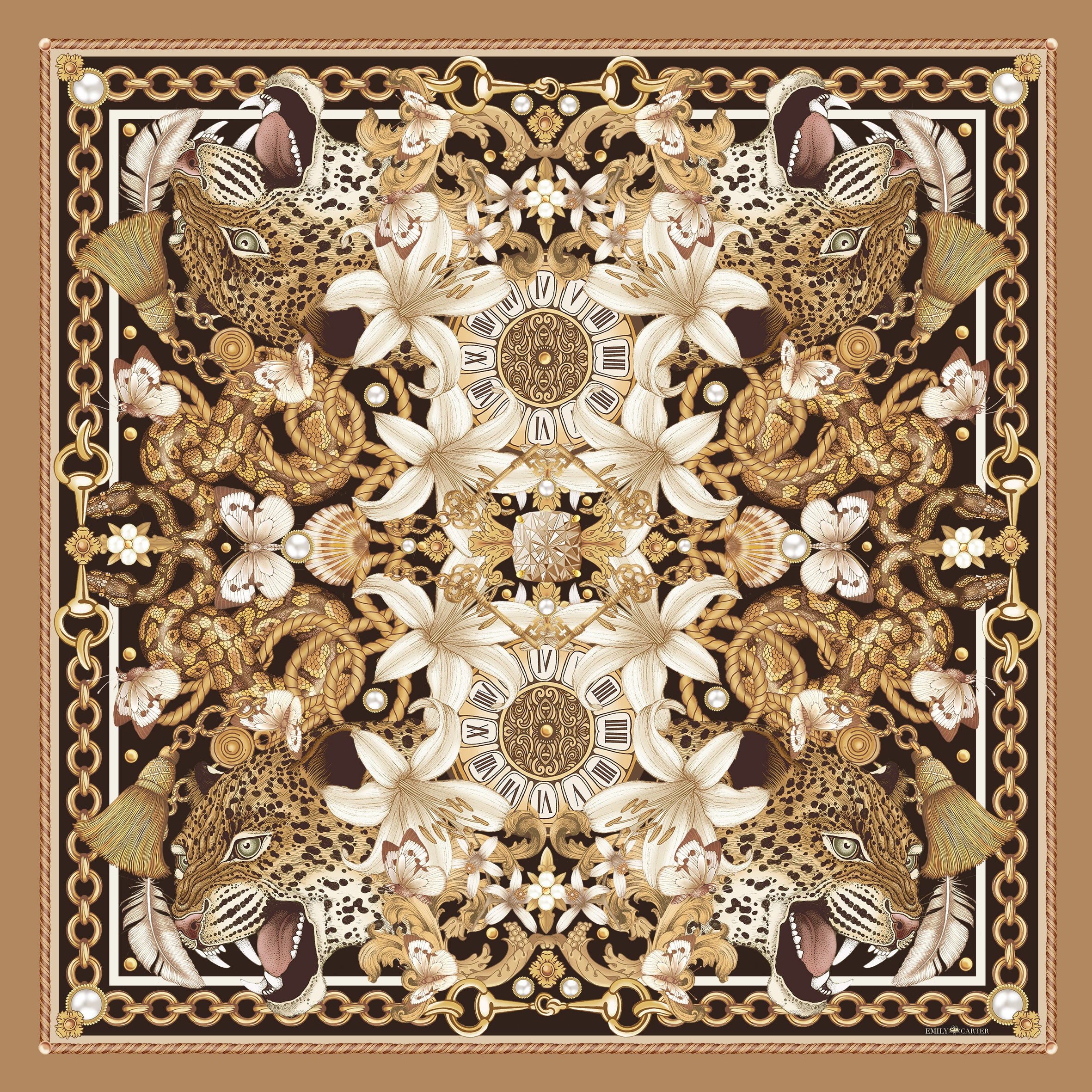 The Leopard & Lily Scarf | Wool/Silk | 130x130cm