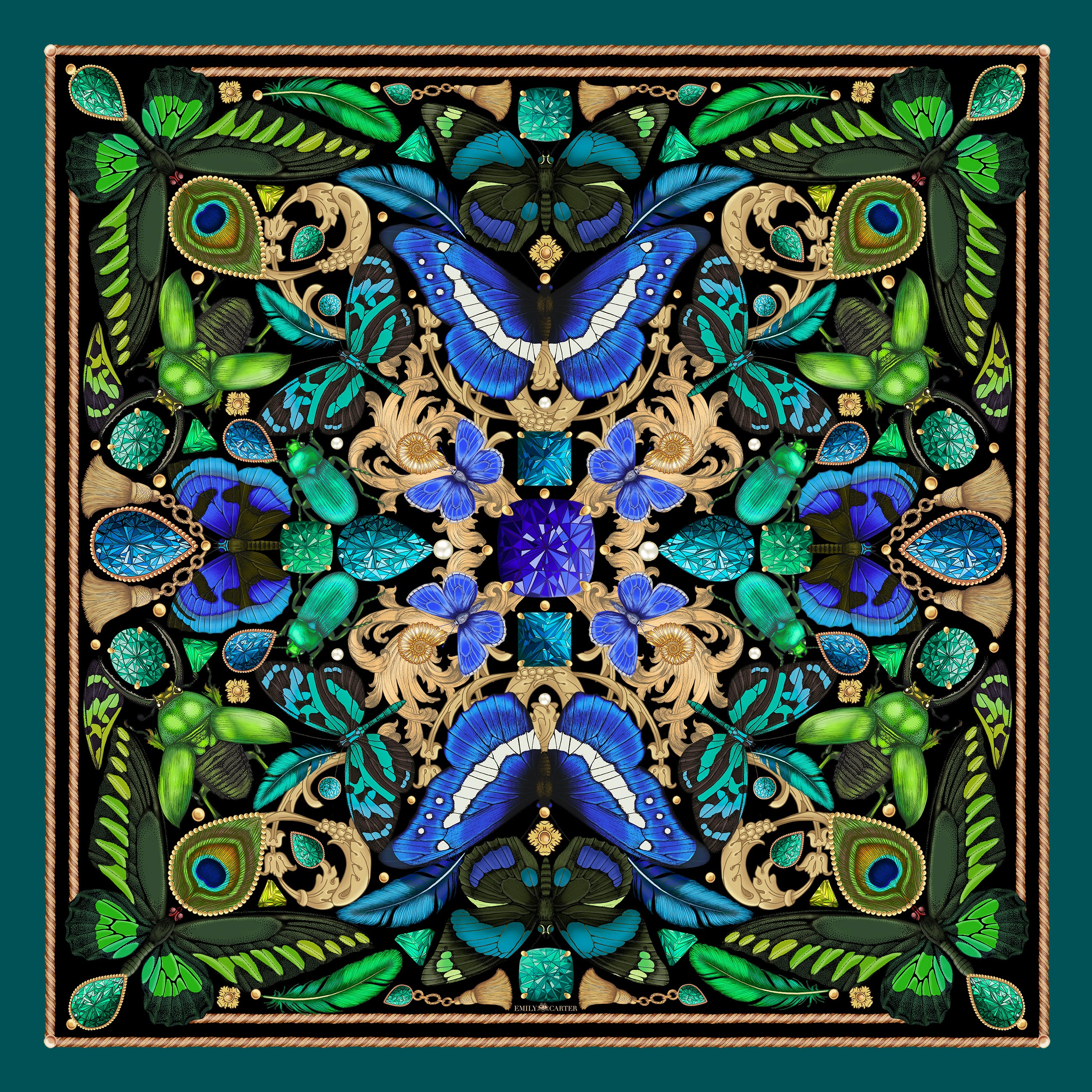The Iridescent Butterfly Silk Scarf | 90x90cm