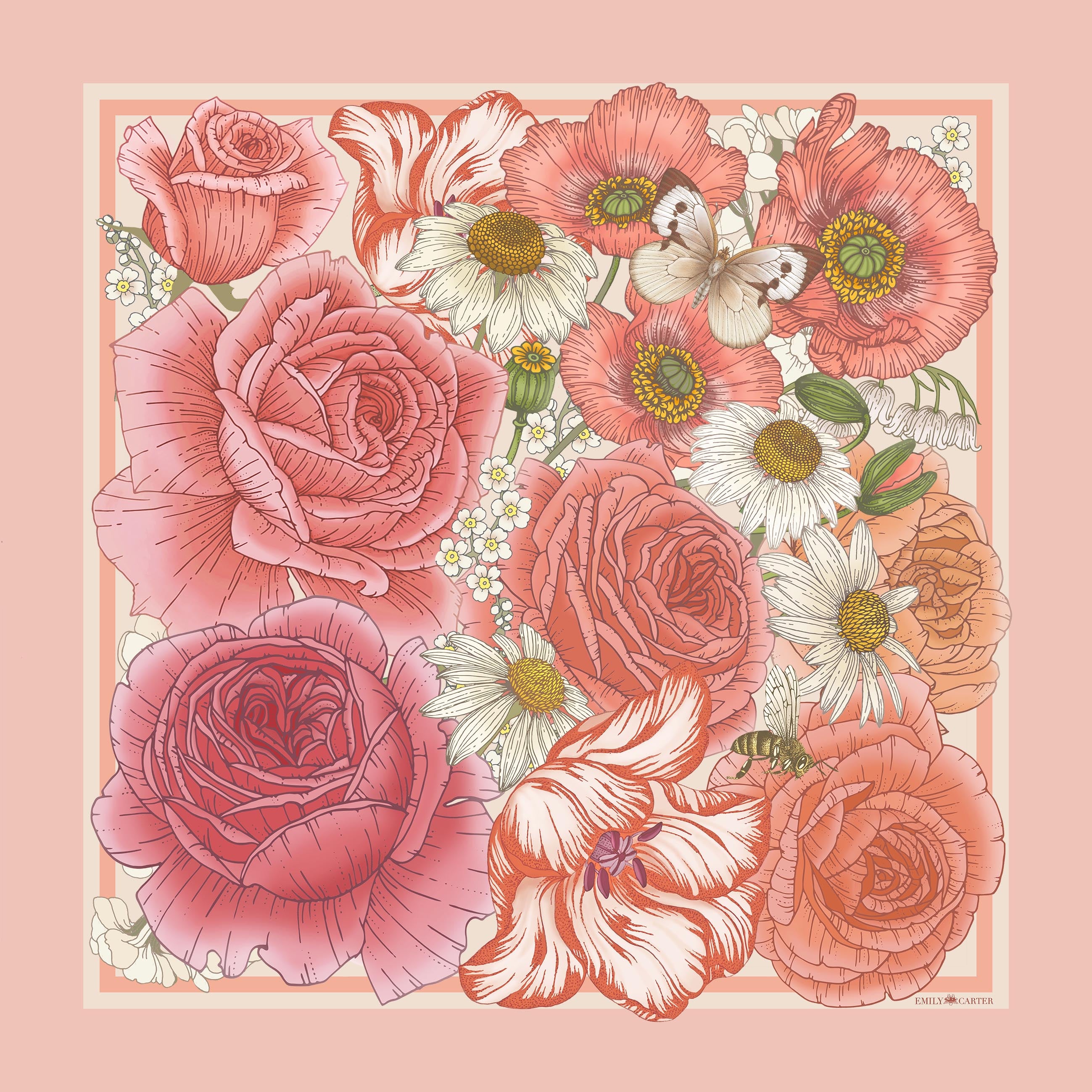 The Rose Bouquet Scarf | 65x65cm [Preorder]