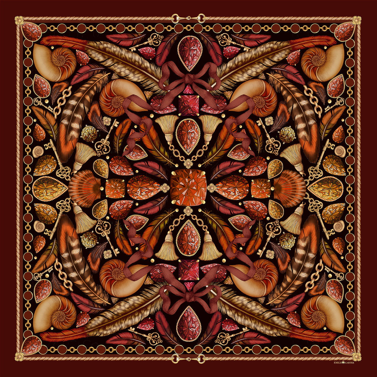 The Feather Baroque Silk Scarf | 65x65cm
