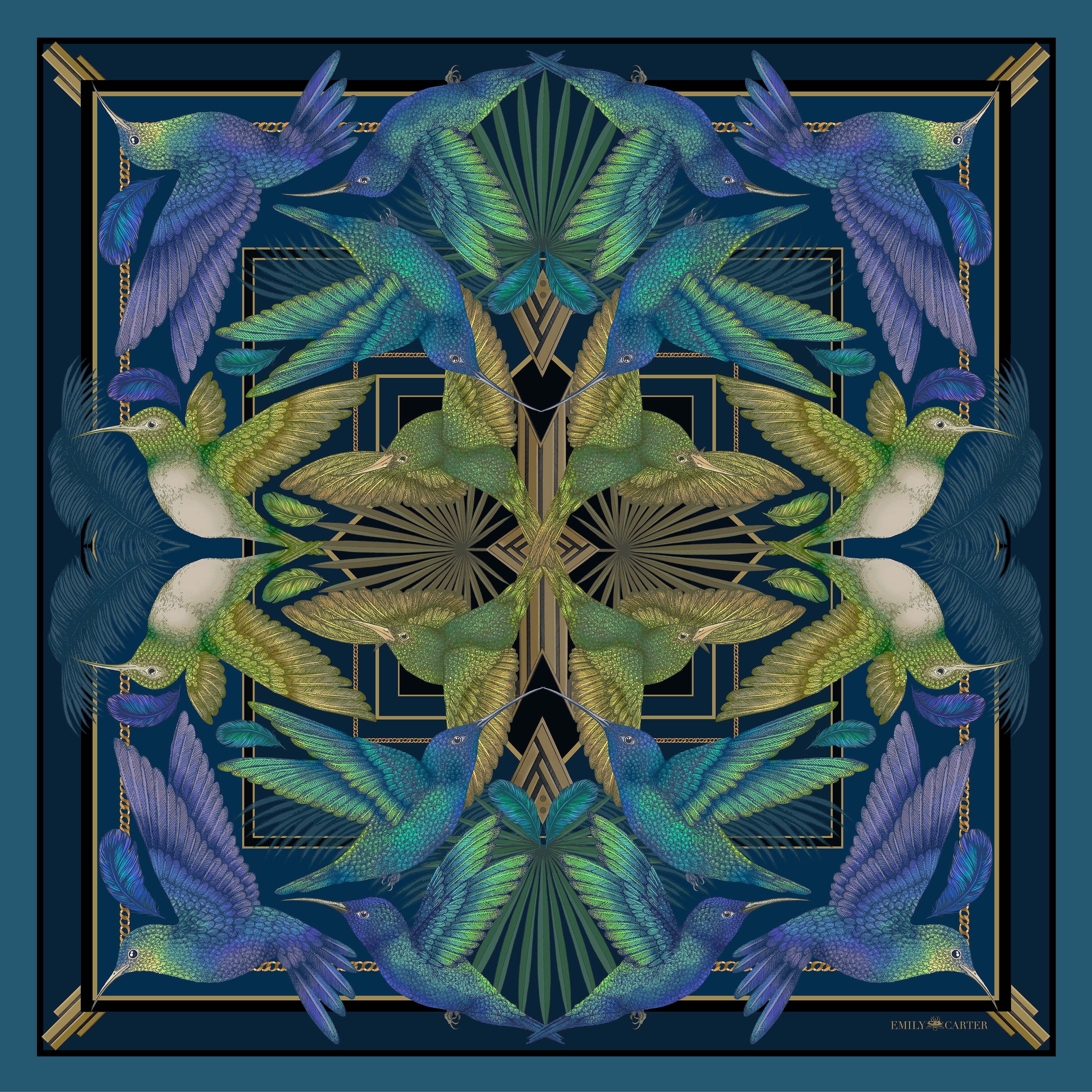 The Midnight Hummingbird Pocket Square [Preorder]