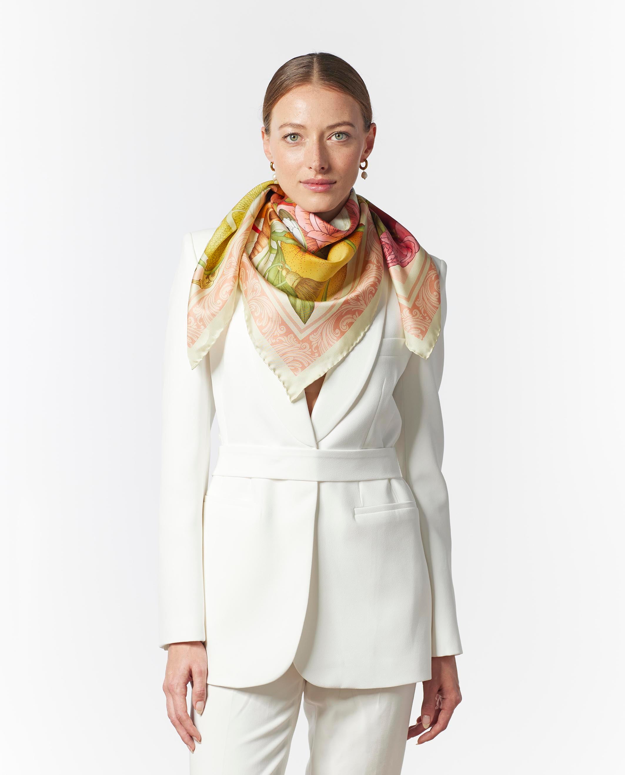 The Rose & Lemon Silk Scarf | 90x90cm