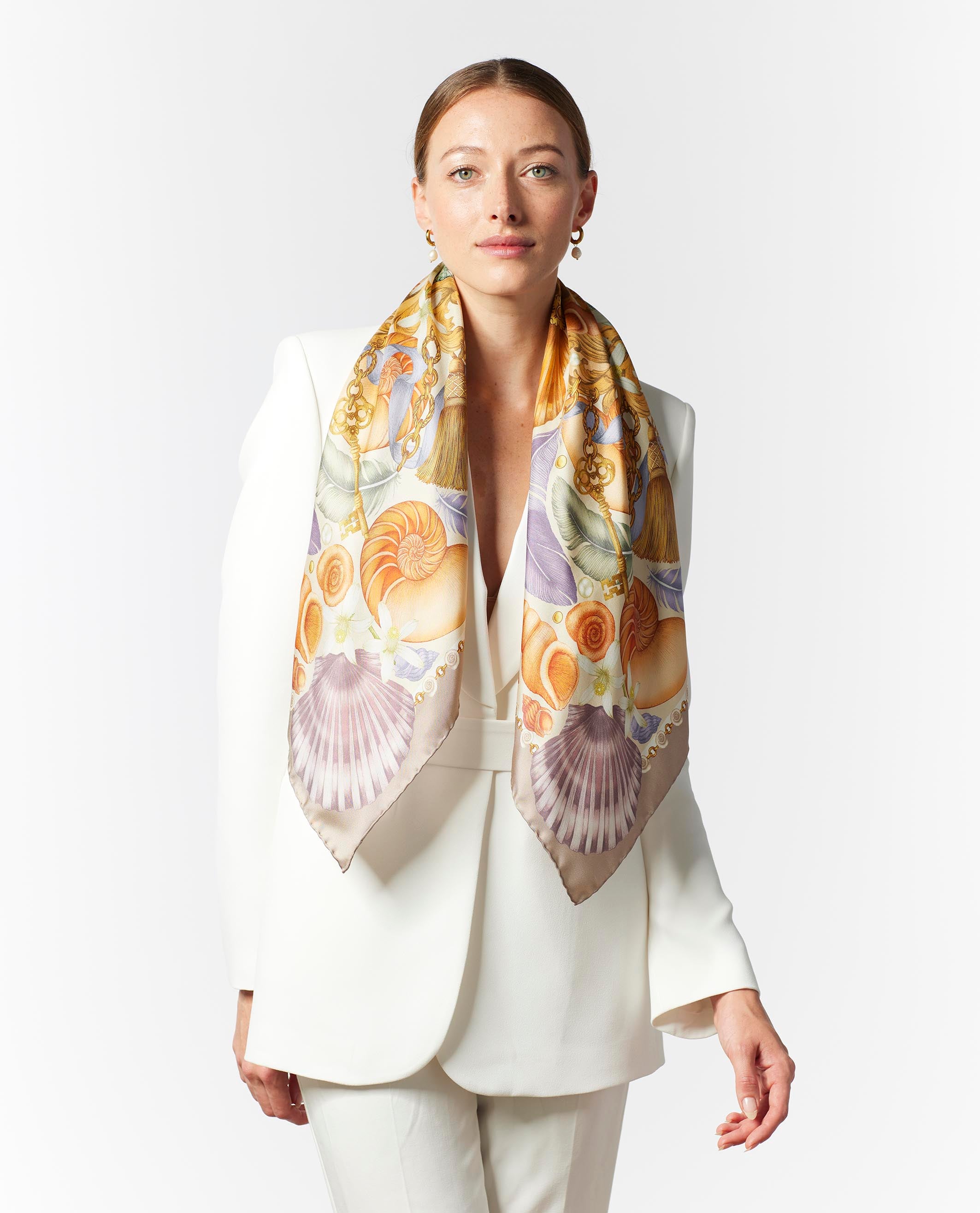 The Shell & Starfish Silk Scarf | 90x90cm