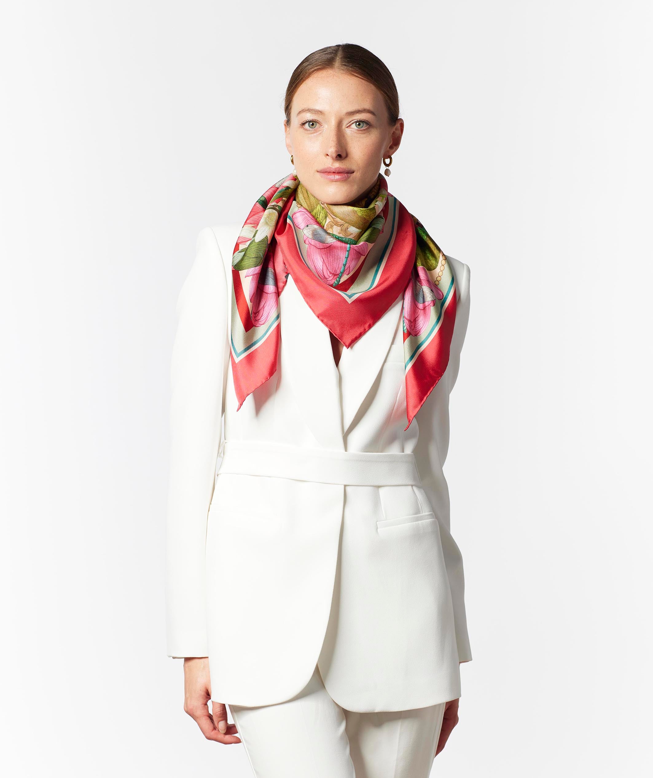 The Hummingbird & Lotus Silk Scarf | 90x90cm