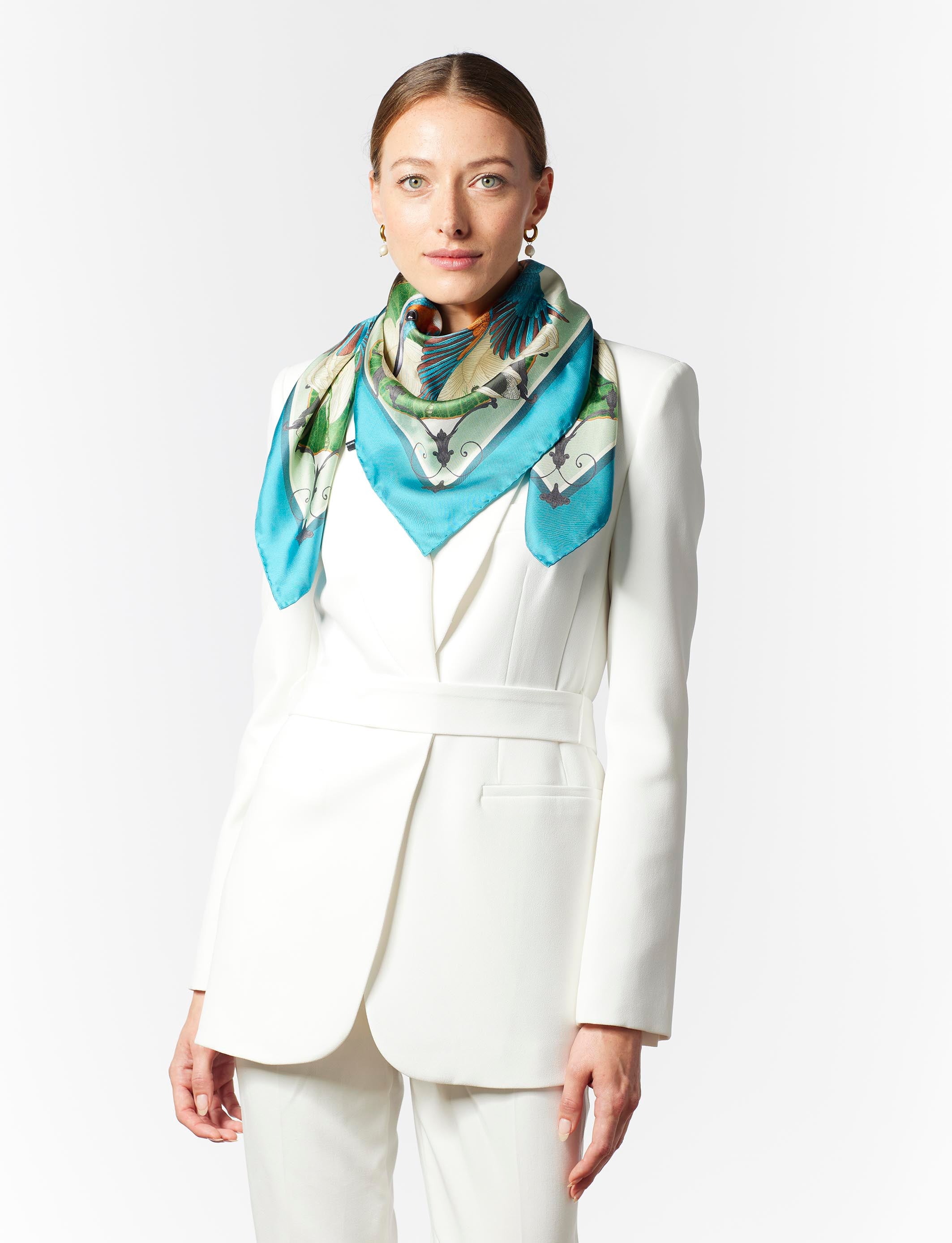 The Frog & Kingfisher Silk Scarf | 90x90cm