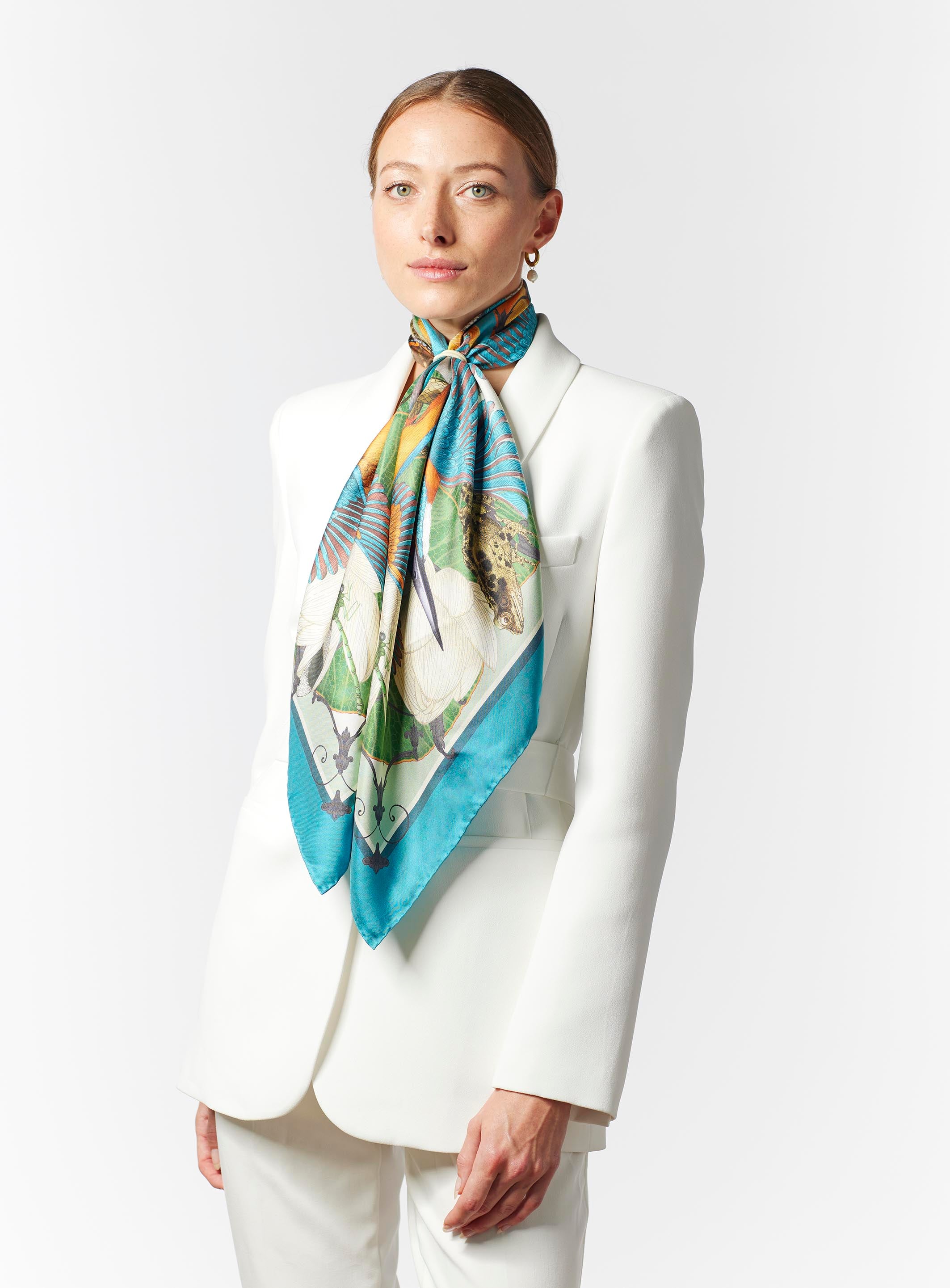 The Frog & Kingfisher Silk Scarf | 90x90cm [Preorder]