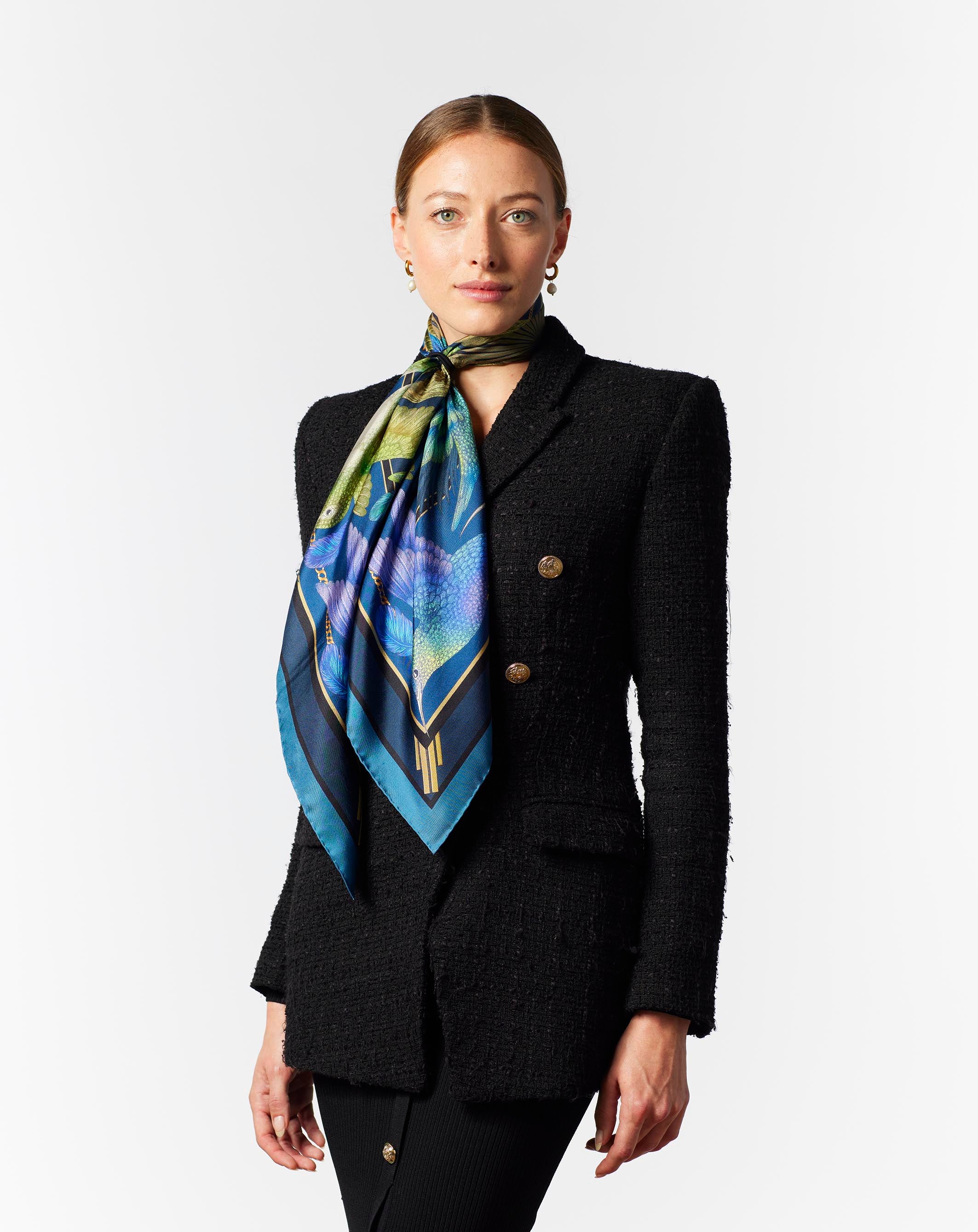 The Midnight Hummingbird Scarf | 90x90cm