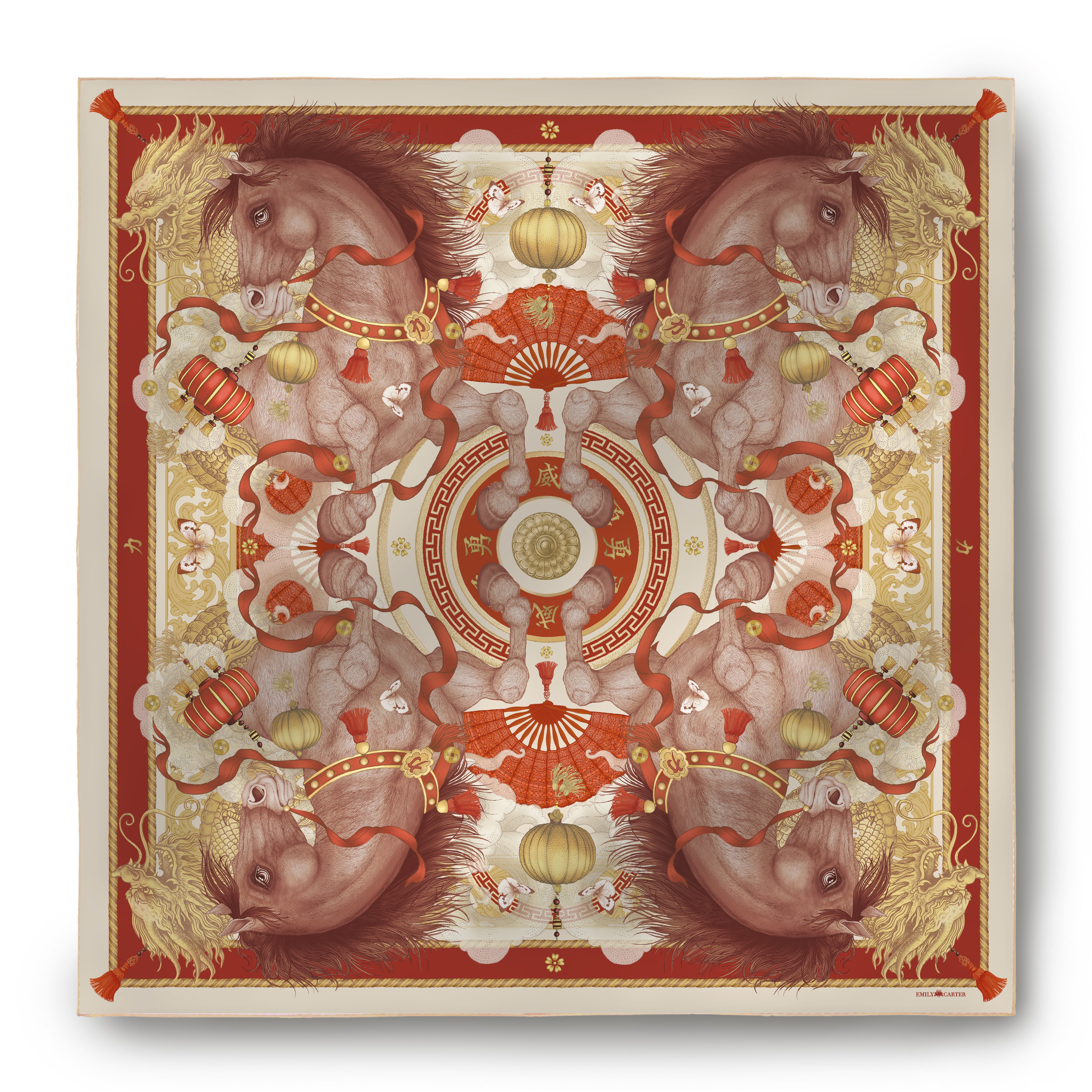 The Horse & Dragon Silk Scarf - Limited Edition | 90x90cm