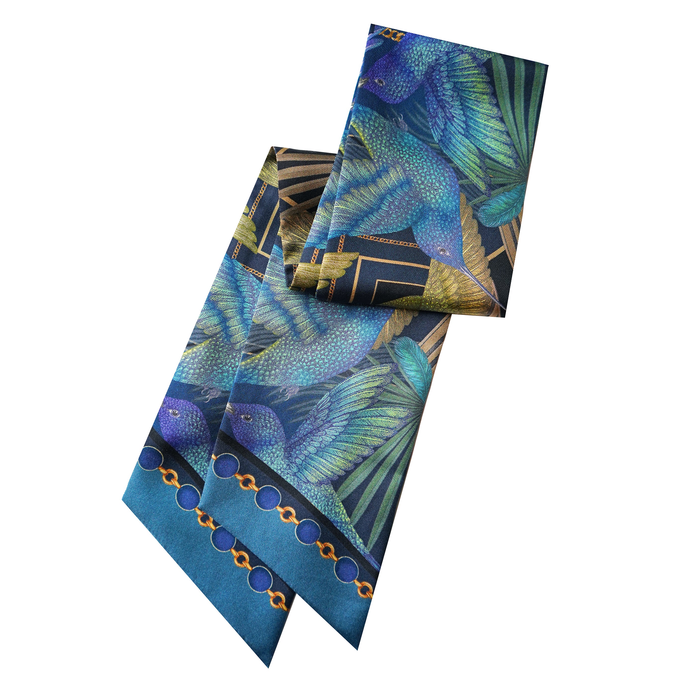 The Midnight Hummingbird Luxe Twilly Scarf