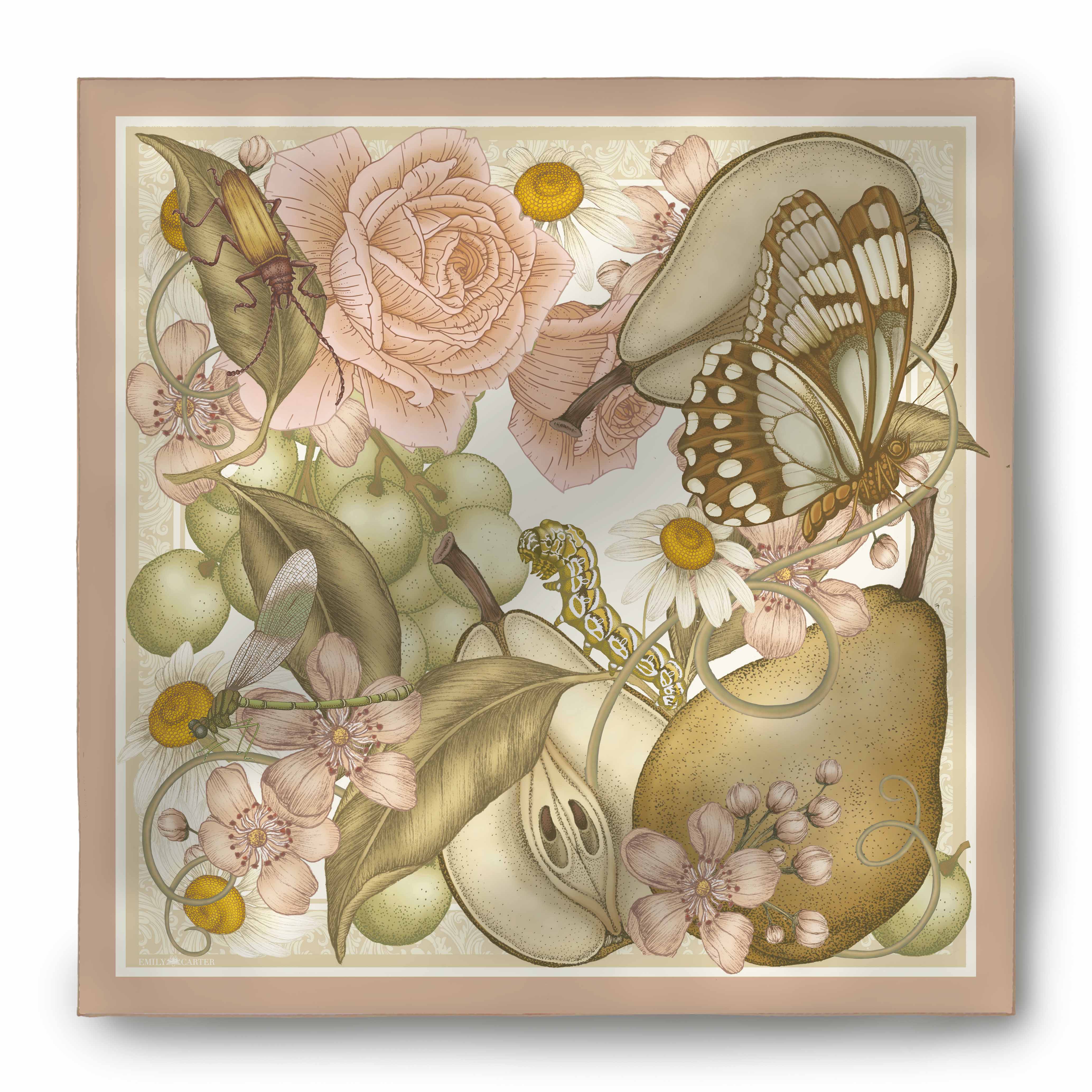 The Pear Tree Silk Scarf | 90x90cm