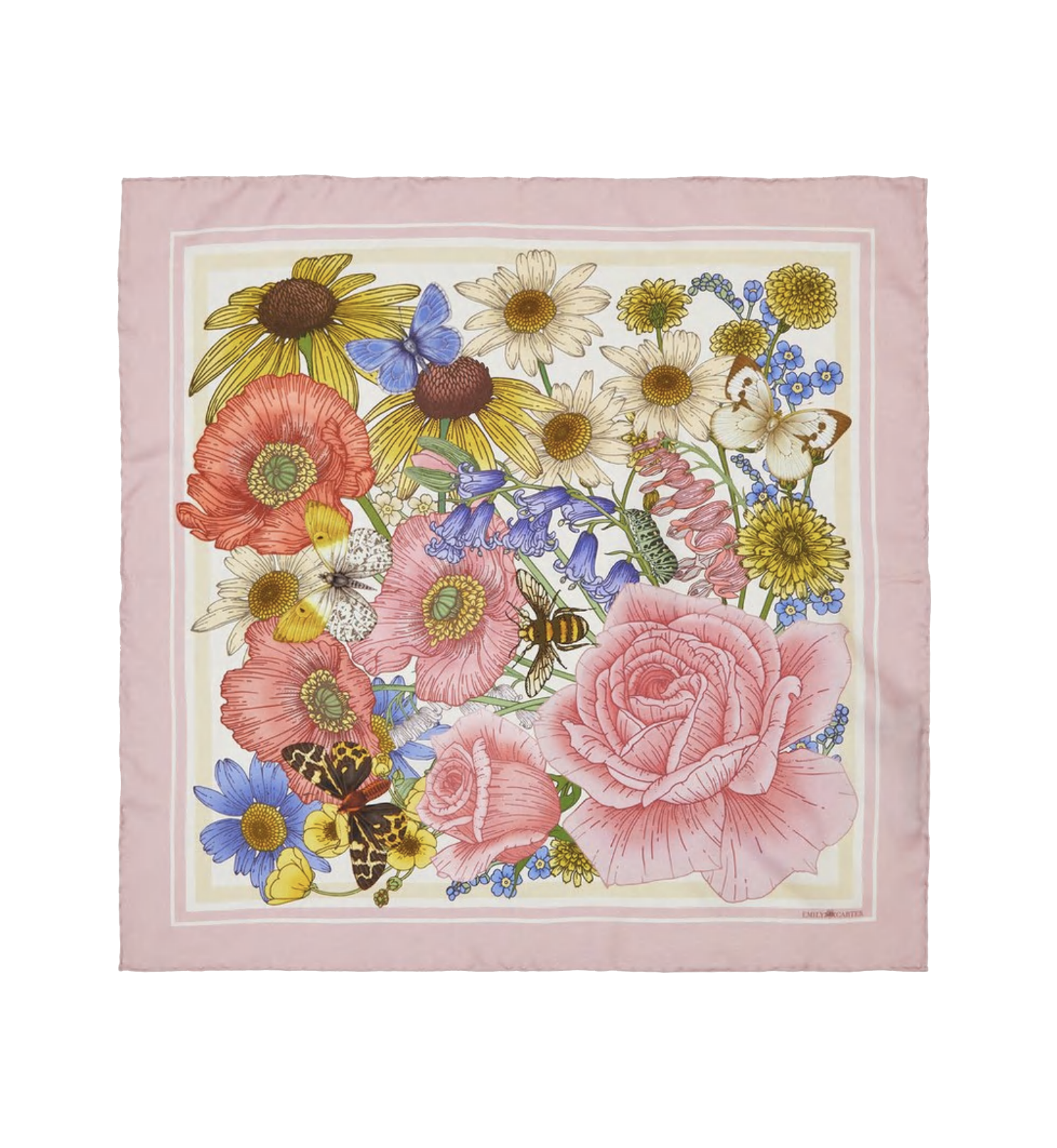 The Rose & Bluebell Silk Neckerchief | 45x45cm