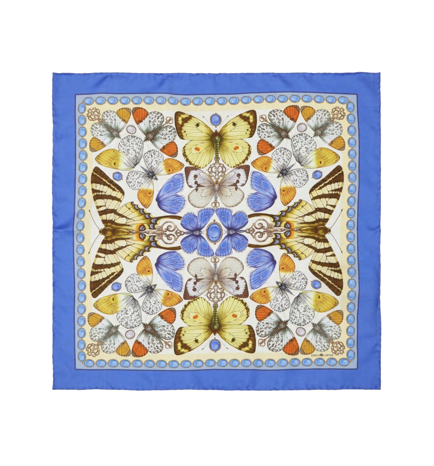 The British Butterfly Silk Neckerchief Lemon | 45x45cm