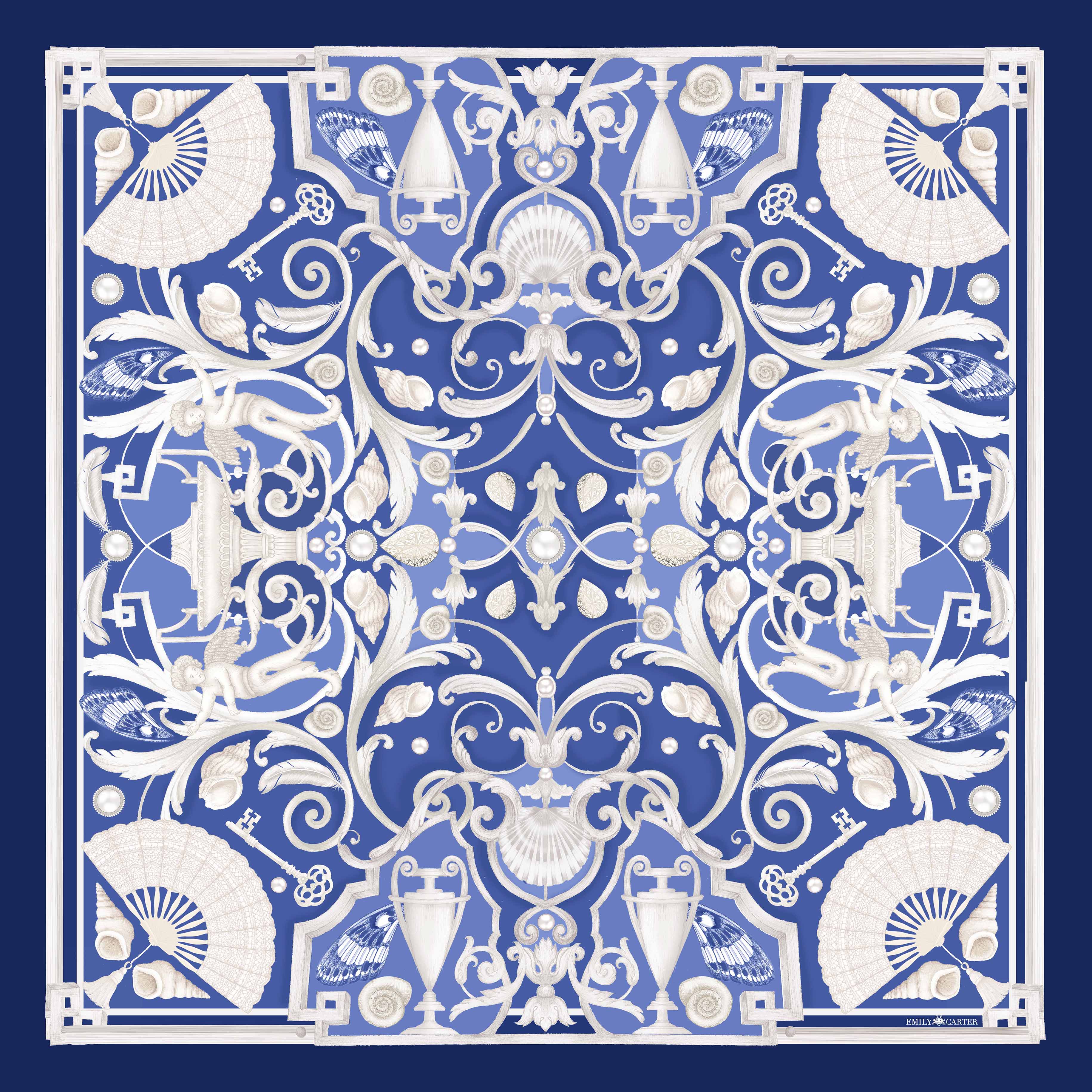 The Fan & Feather Silk Scarf | 90x90cm
