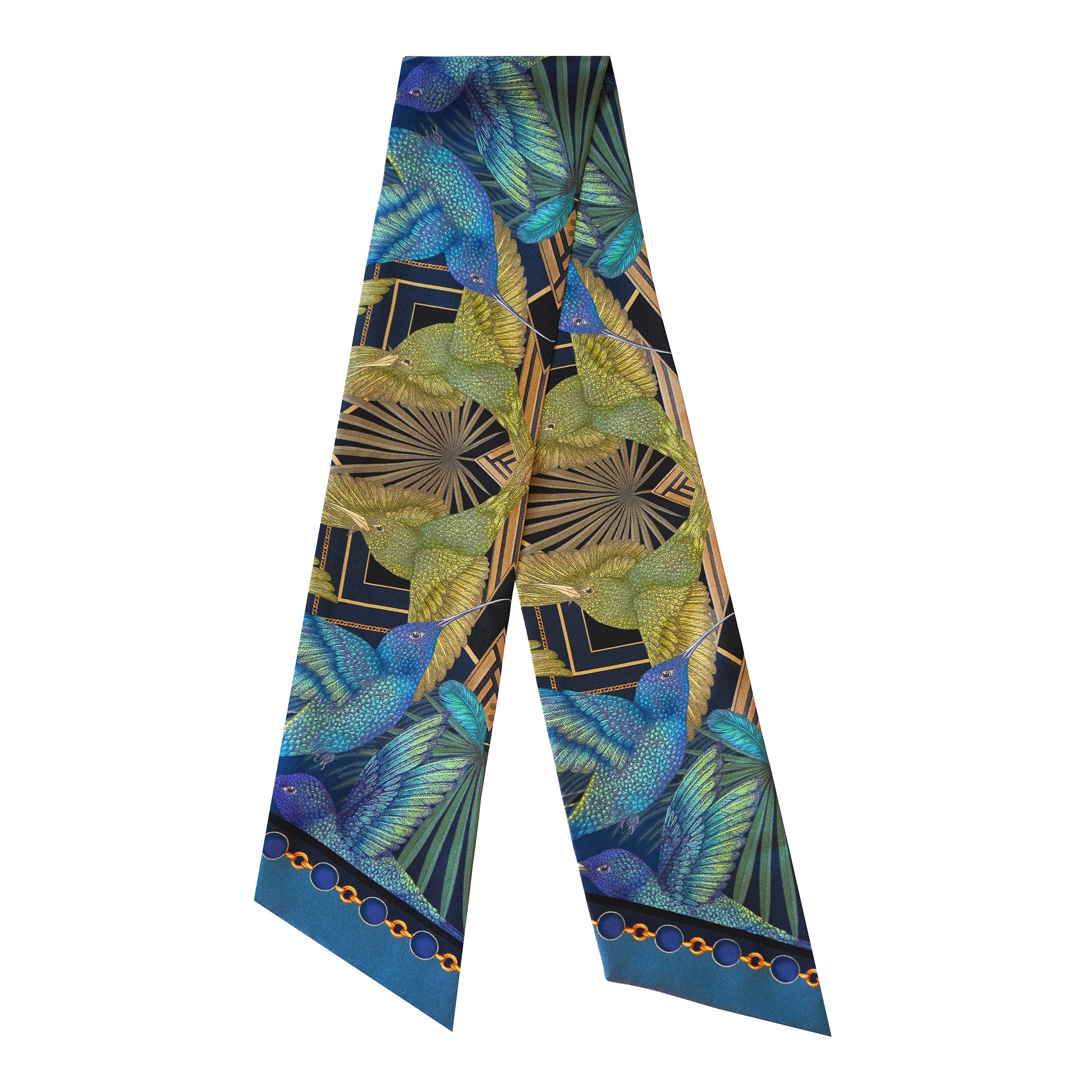The Midnight Hummingbird Luxe Twilly Scarf