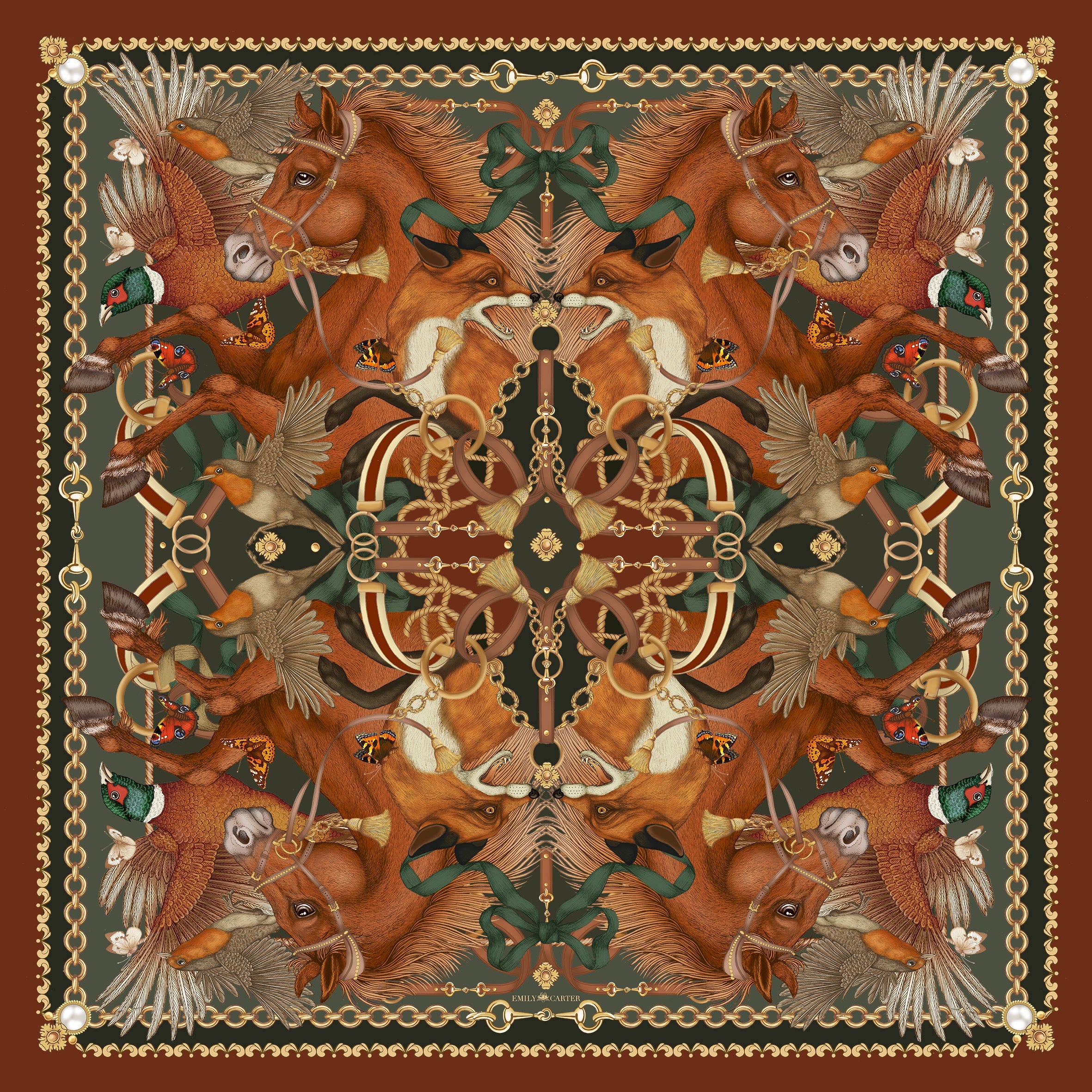 The Equestrian Silk Scarf | 130x130cm