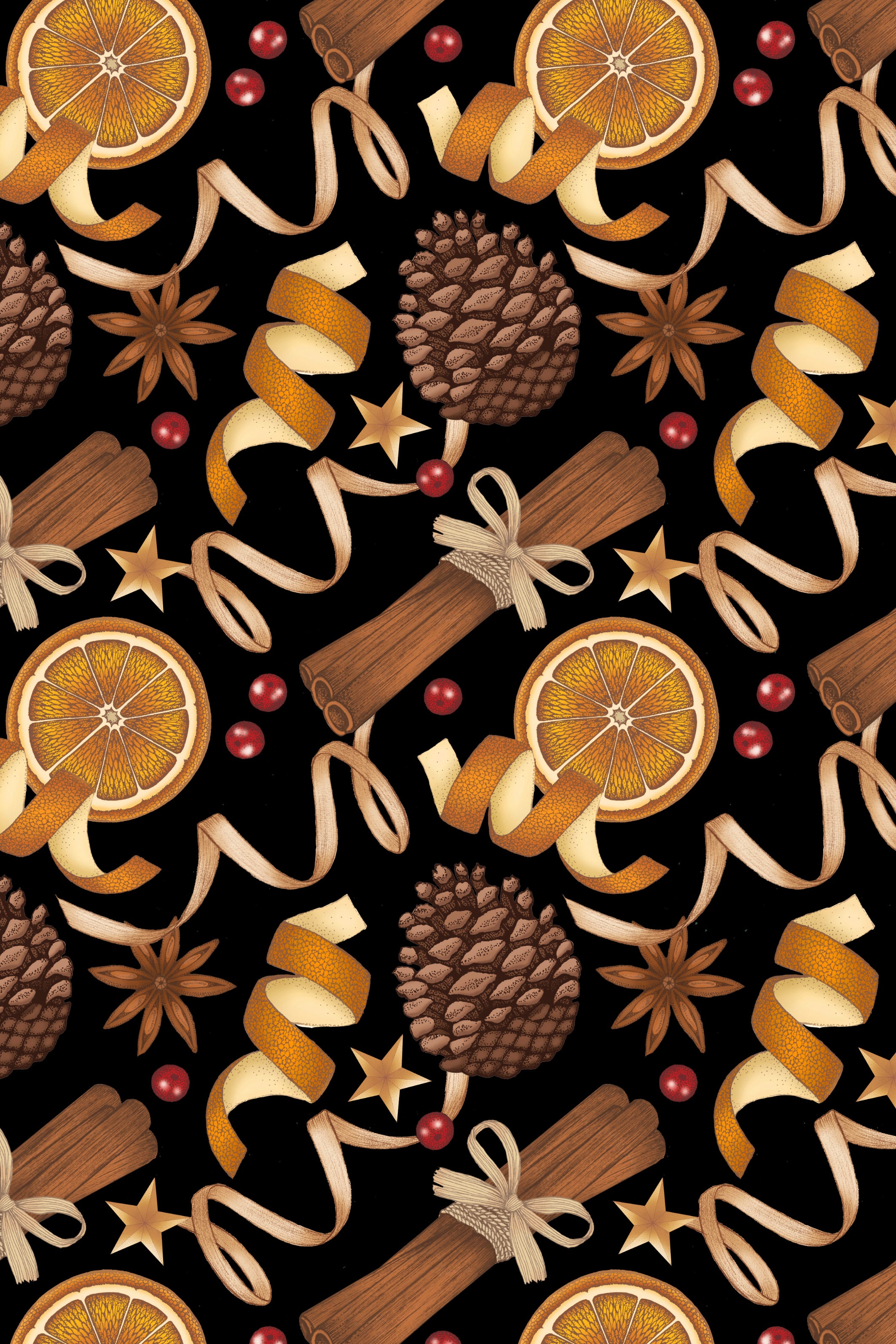 Orange & Pinecone Print