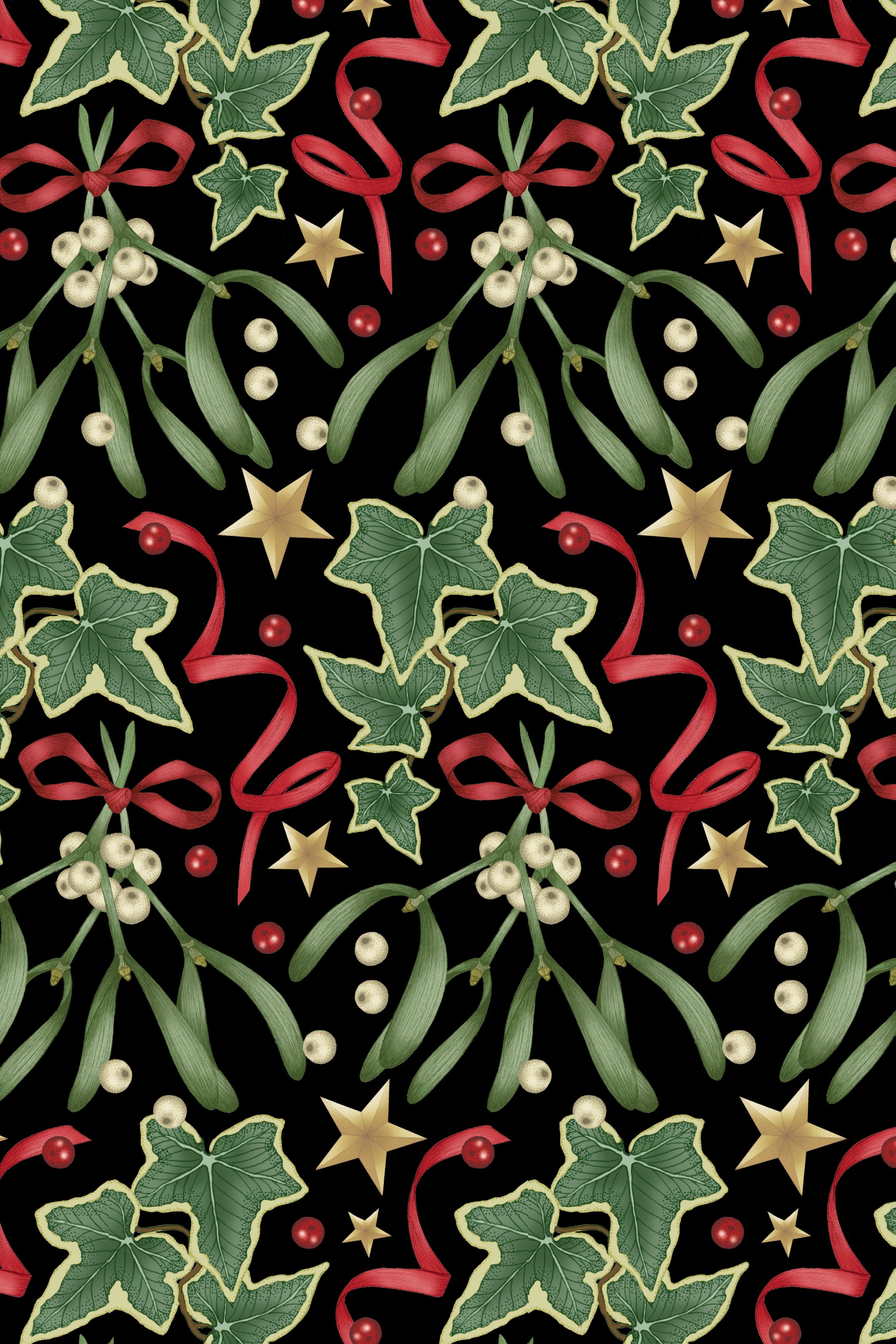 Ivy & Mistletoe Print Black