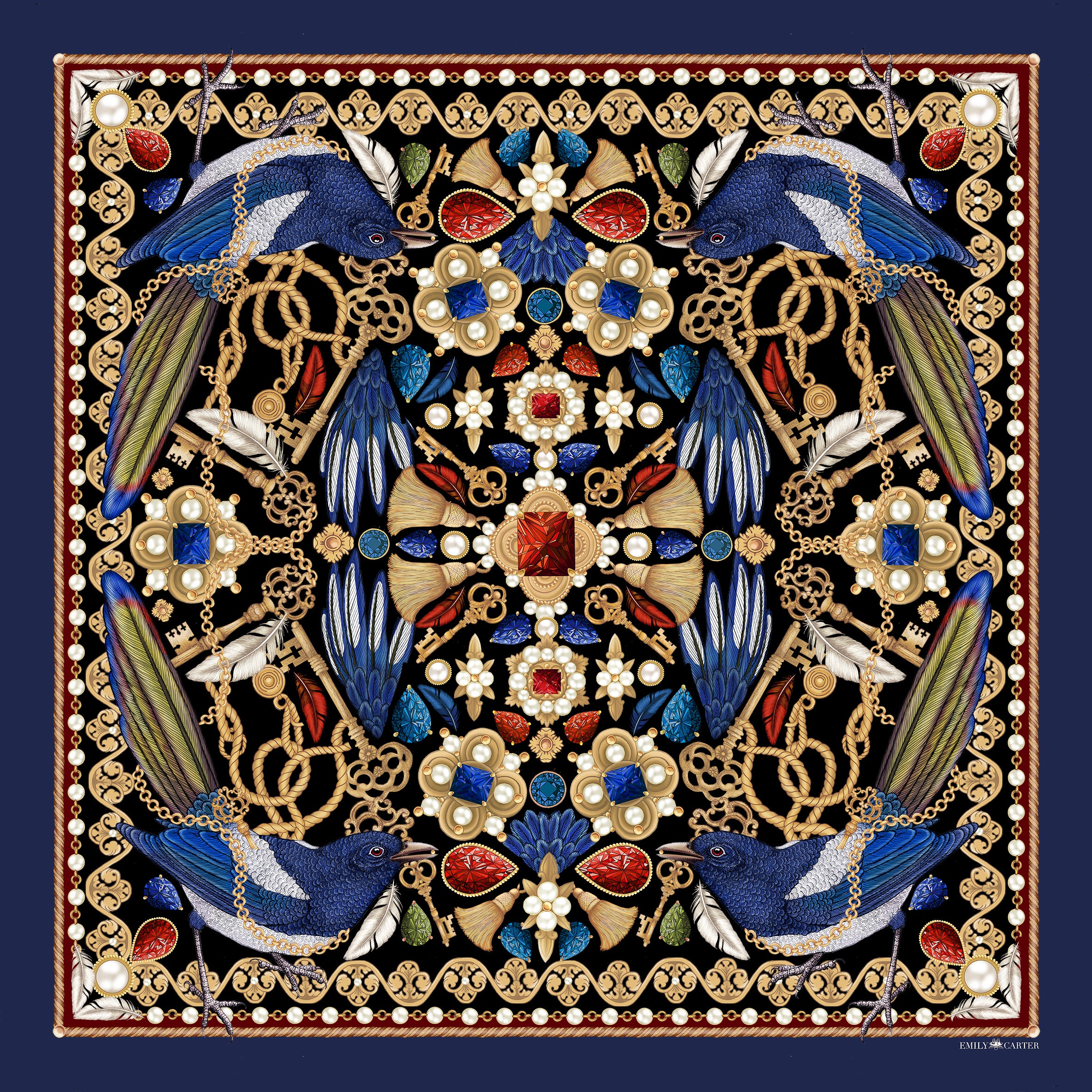 The Medieval Magpie Silk Scarf | 90x90cm [Preorder]