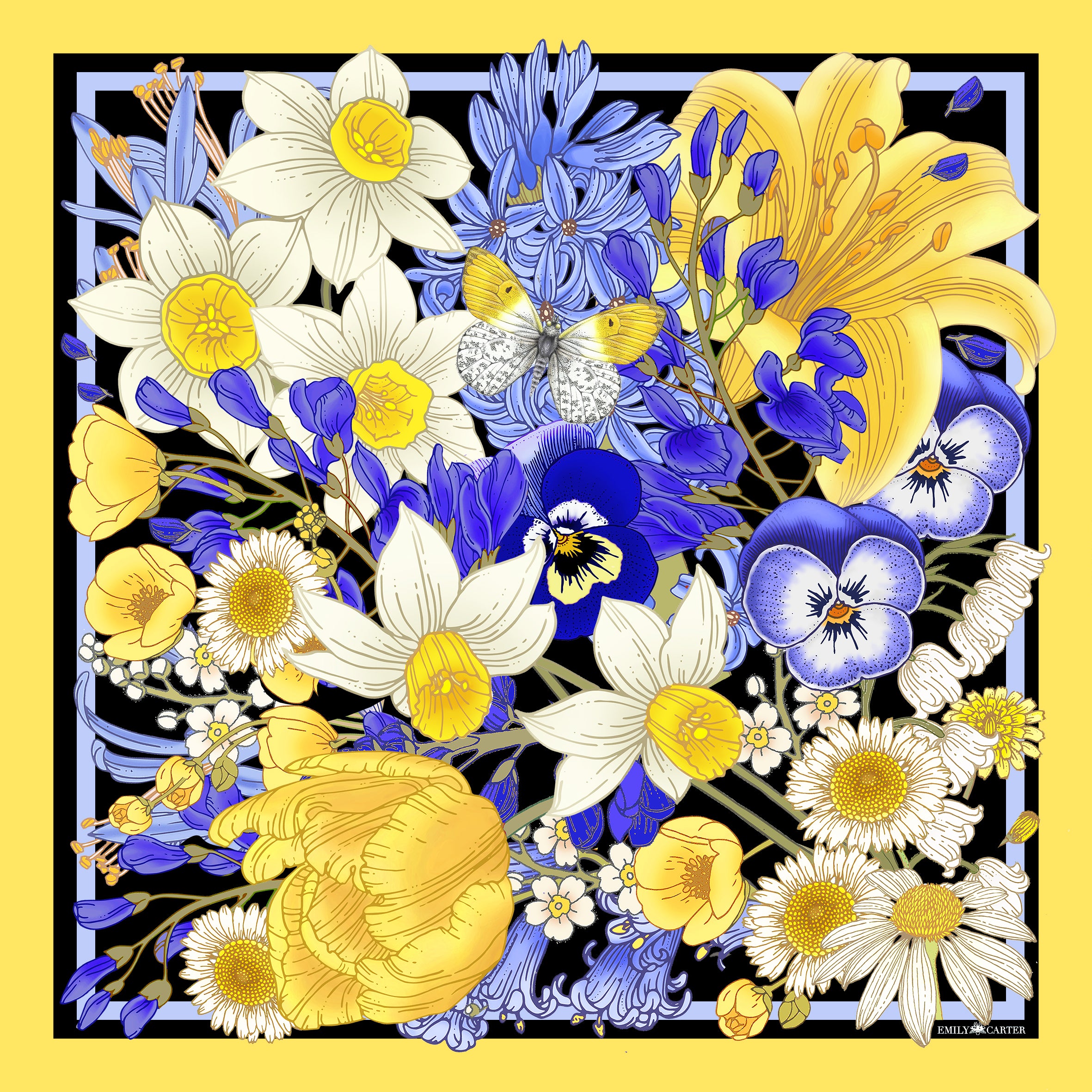 The Daffodil & Daisy Silk Scarf | 90x90cm