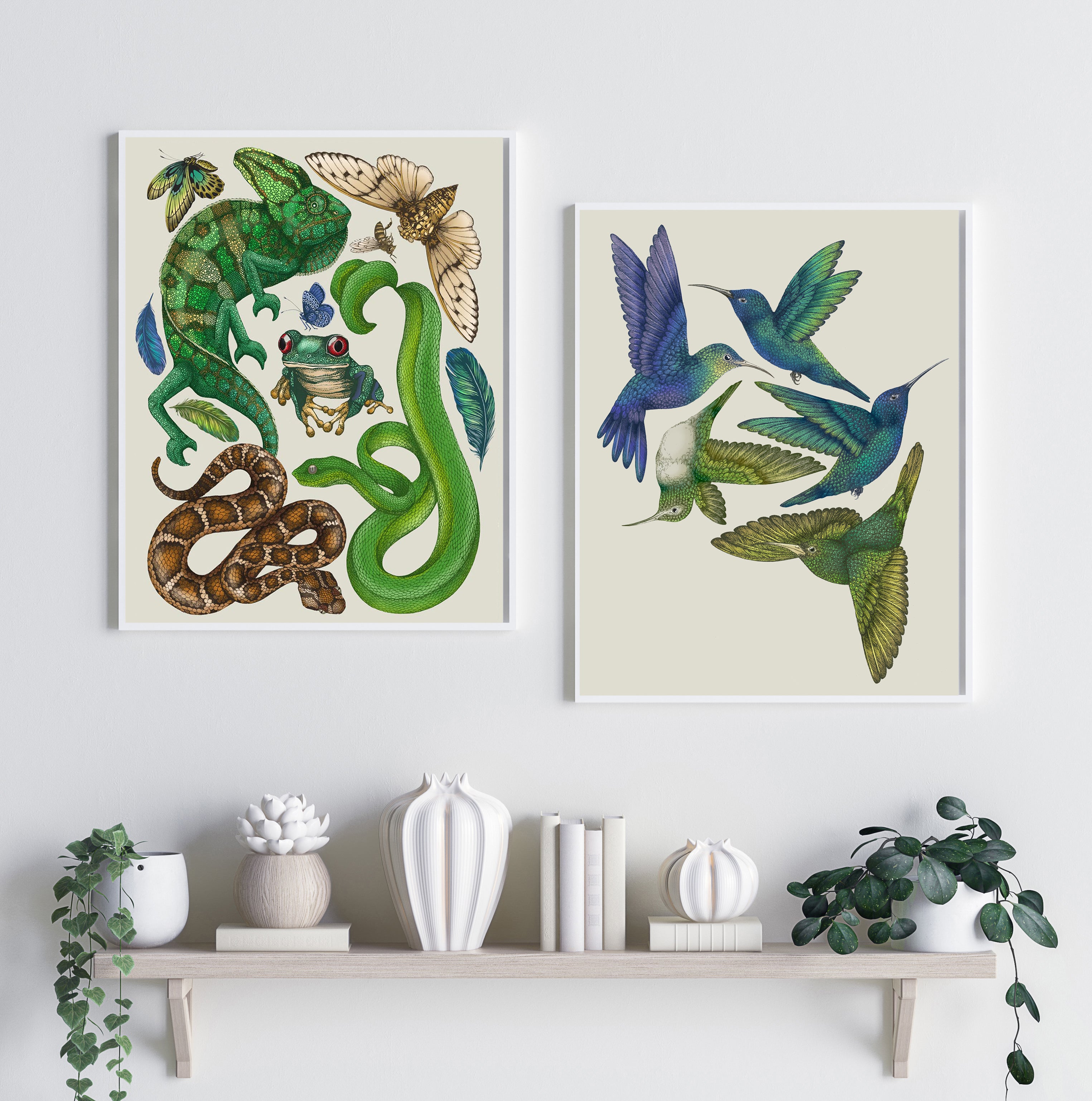 'Antique Reptiles & Amphibians - Cream' Fine Art Print