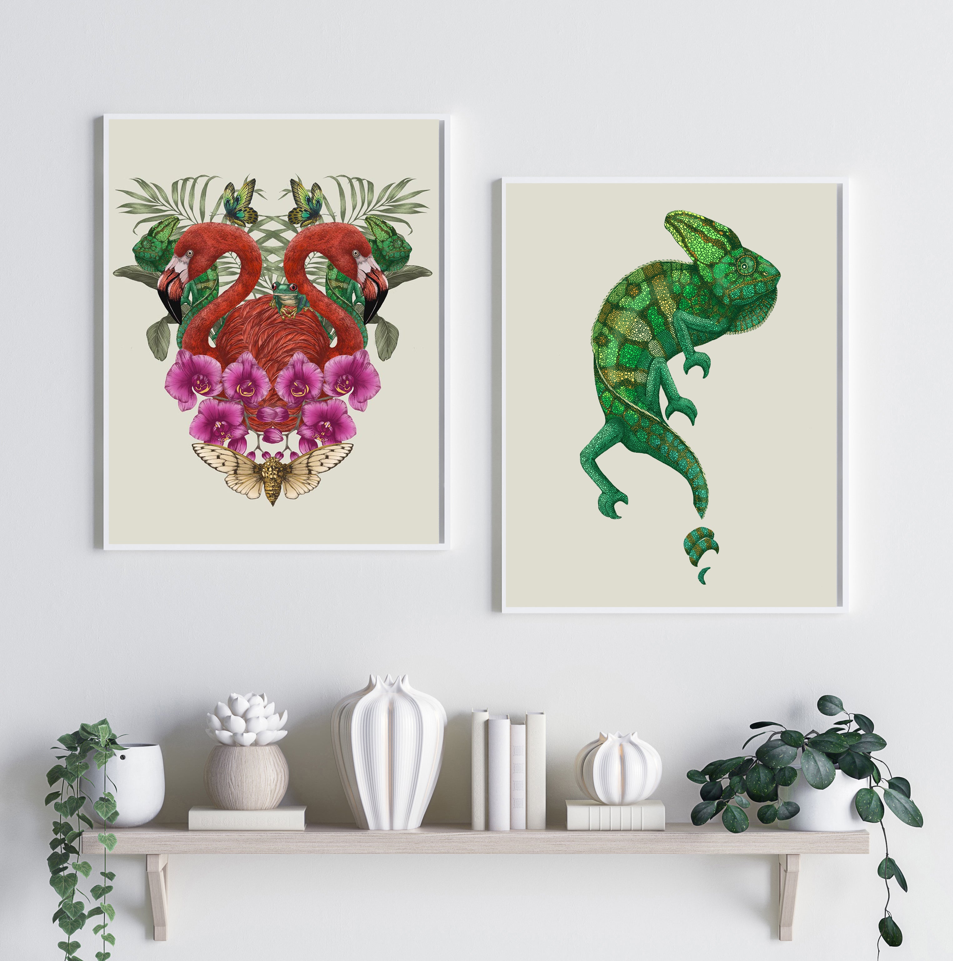 'Antique Tropical Flamingo' Fine Art Print