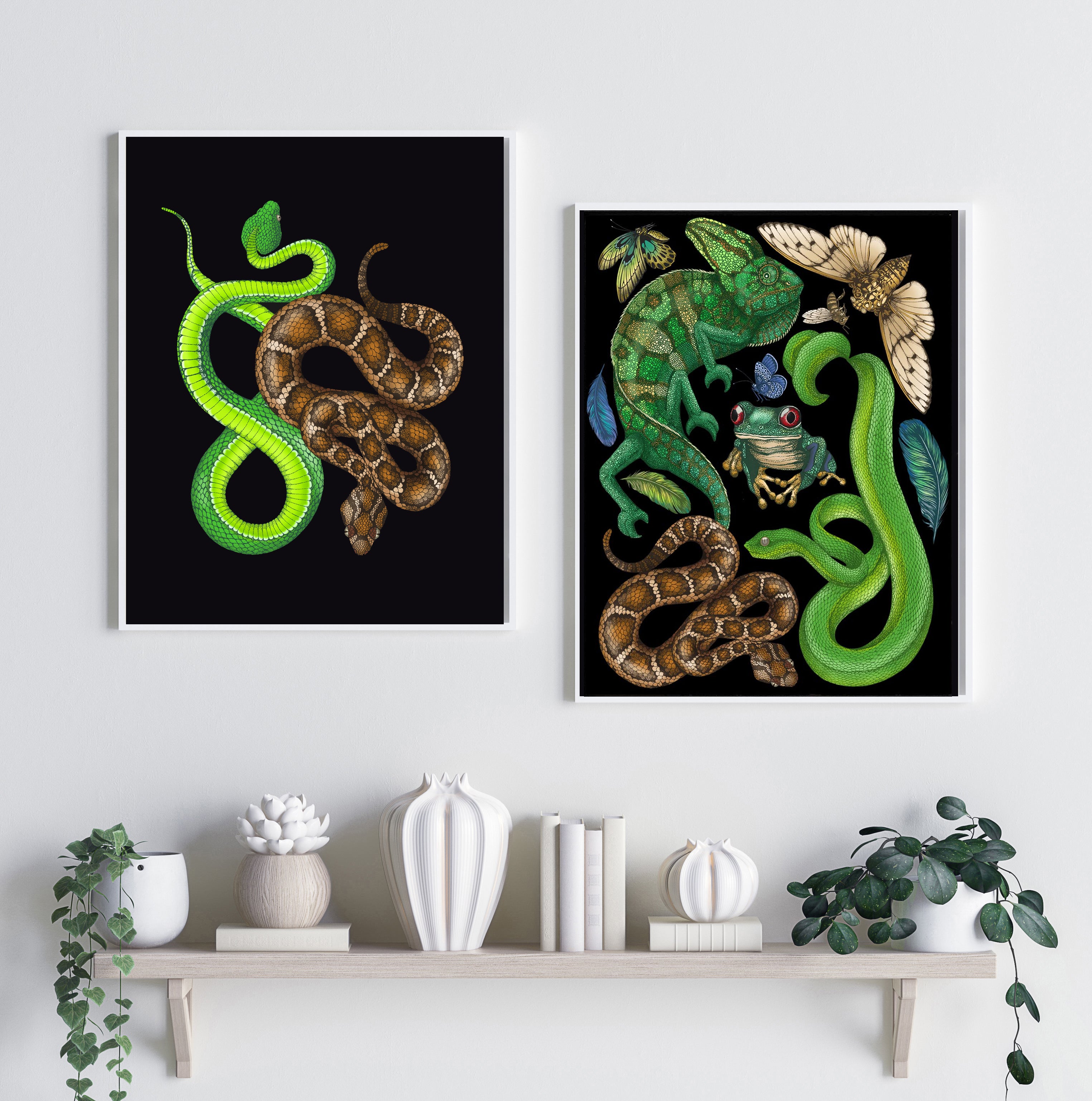 'Antique Viper & Rattle Snake' Fine Art Print