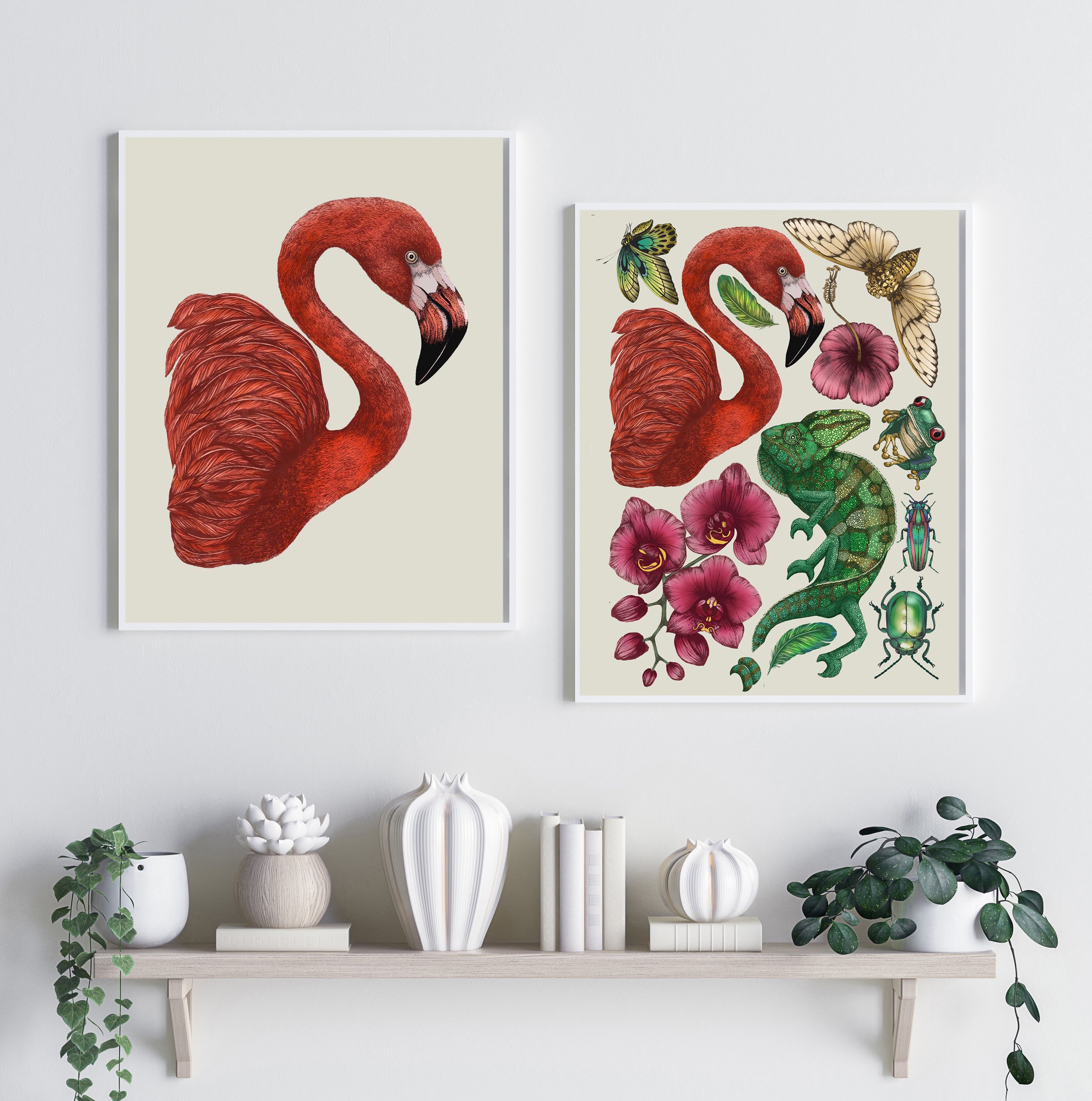 'Antique Flamingo II' Fine Art Print