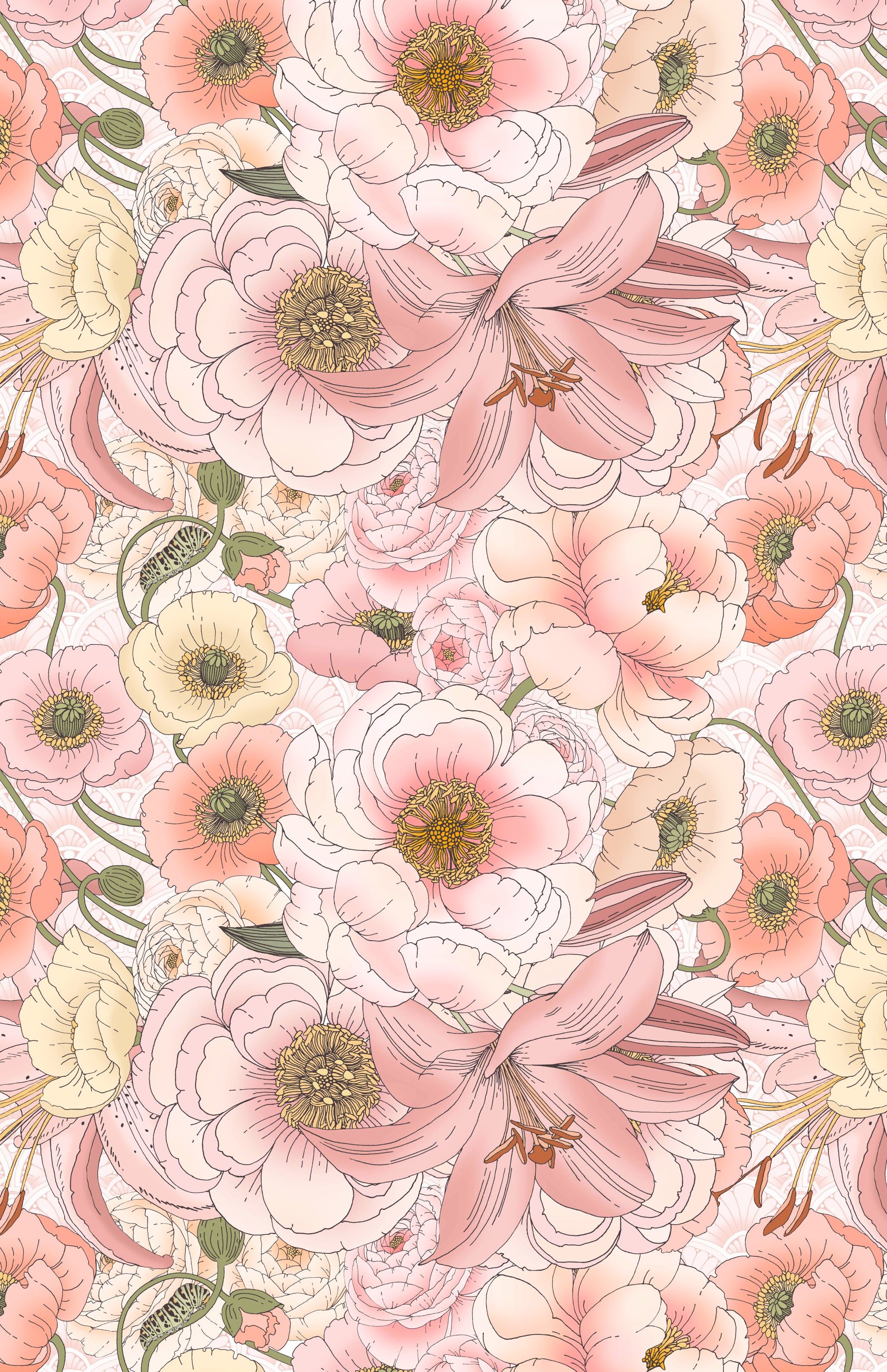 Art Nouveau Floral Wallpaper