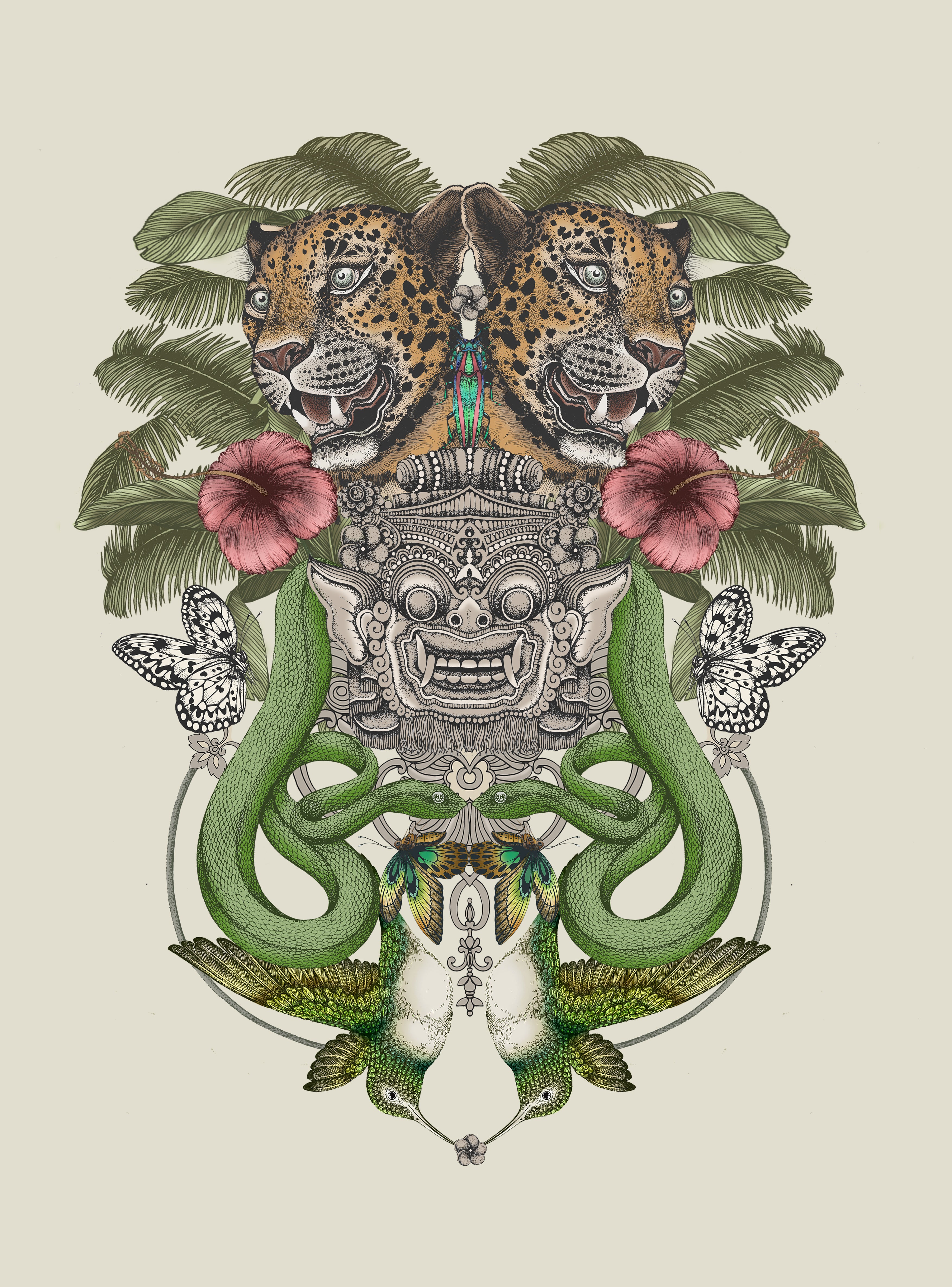 'Antique Balinese Jungle' Fine Art Print