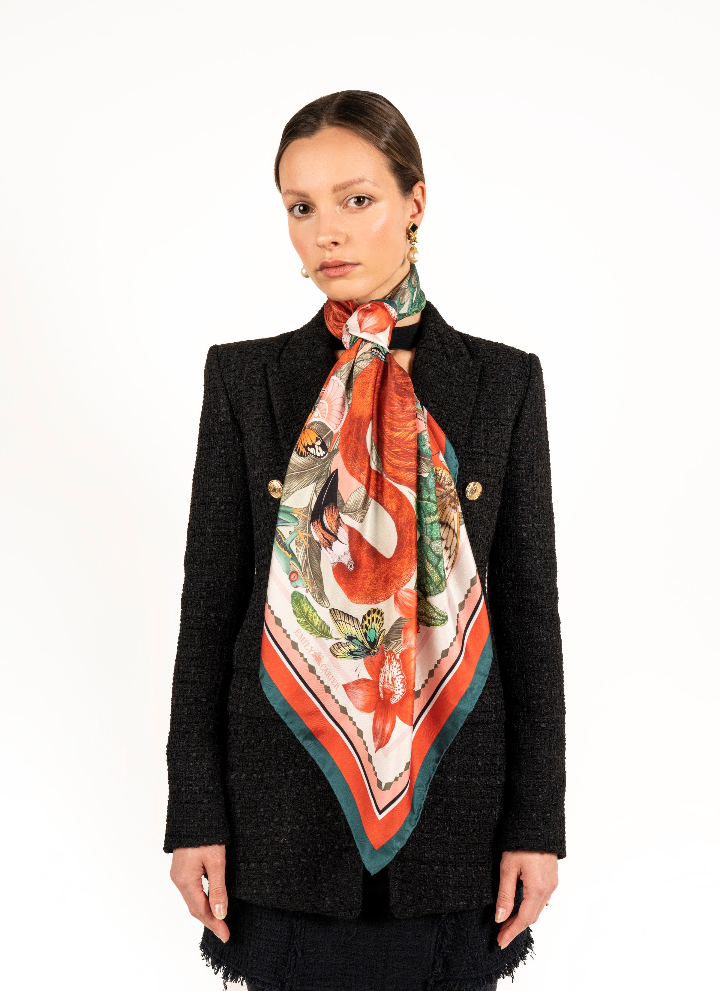 The Flamingo Fiesta Scarf - Crimson | 90x90cm