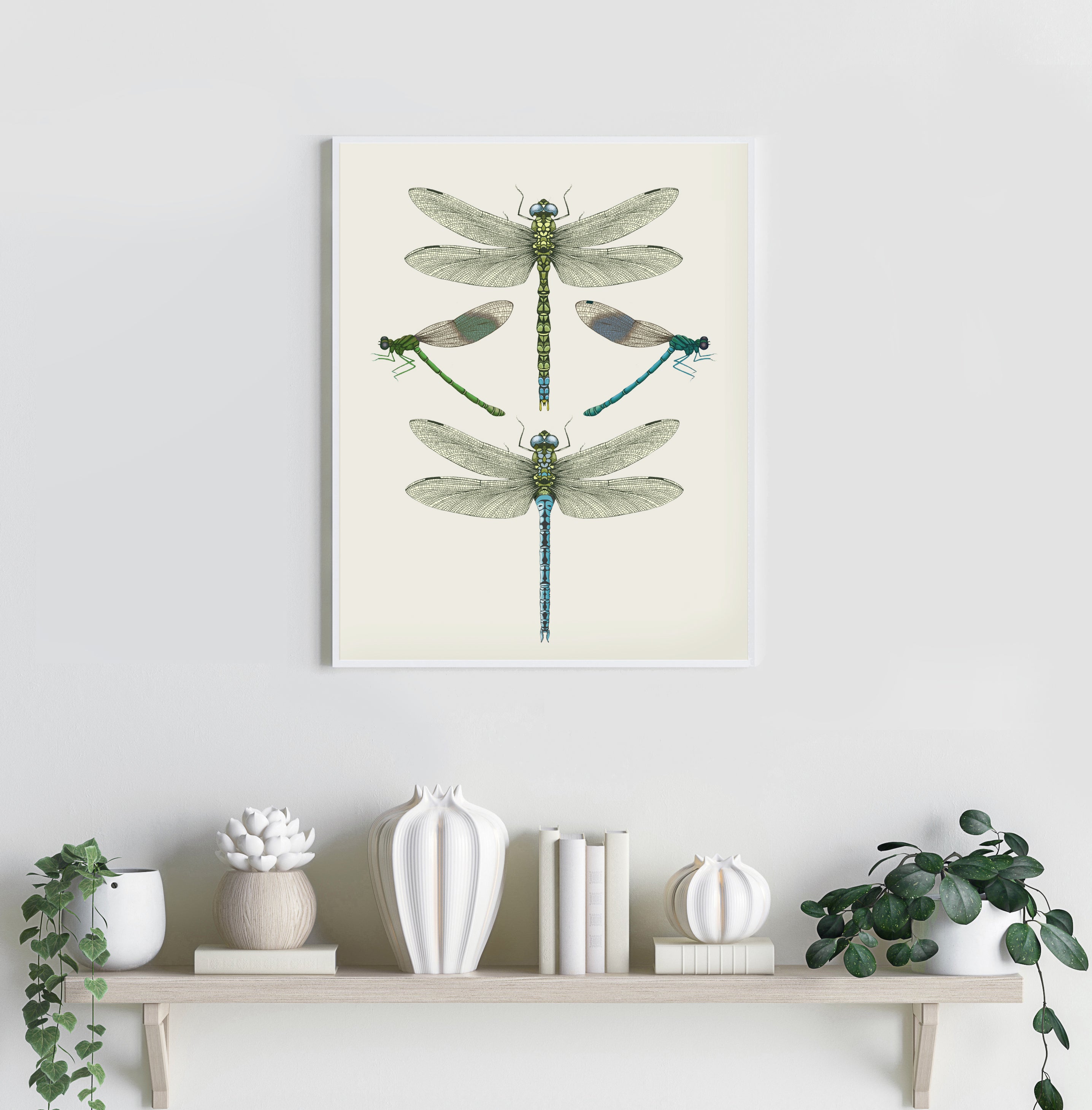 'Dragonflies & Damselflies - Cream' Fine Art Print