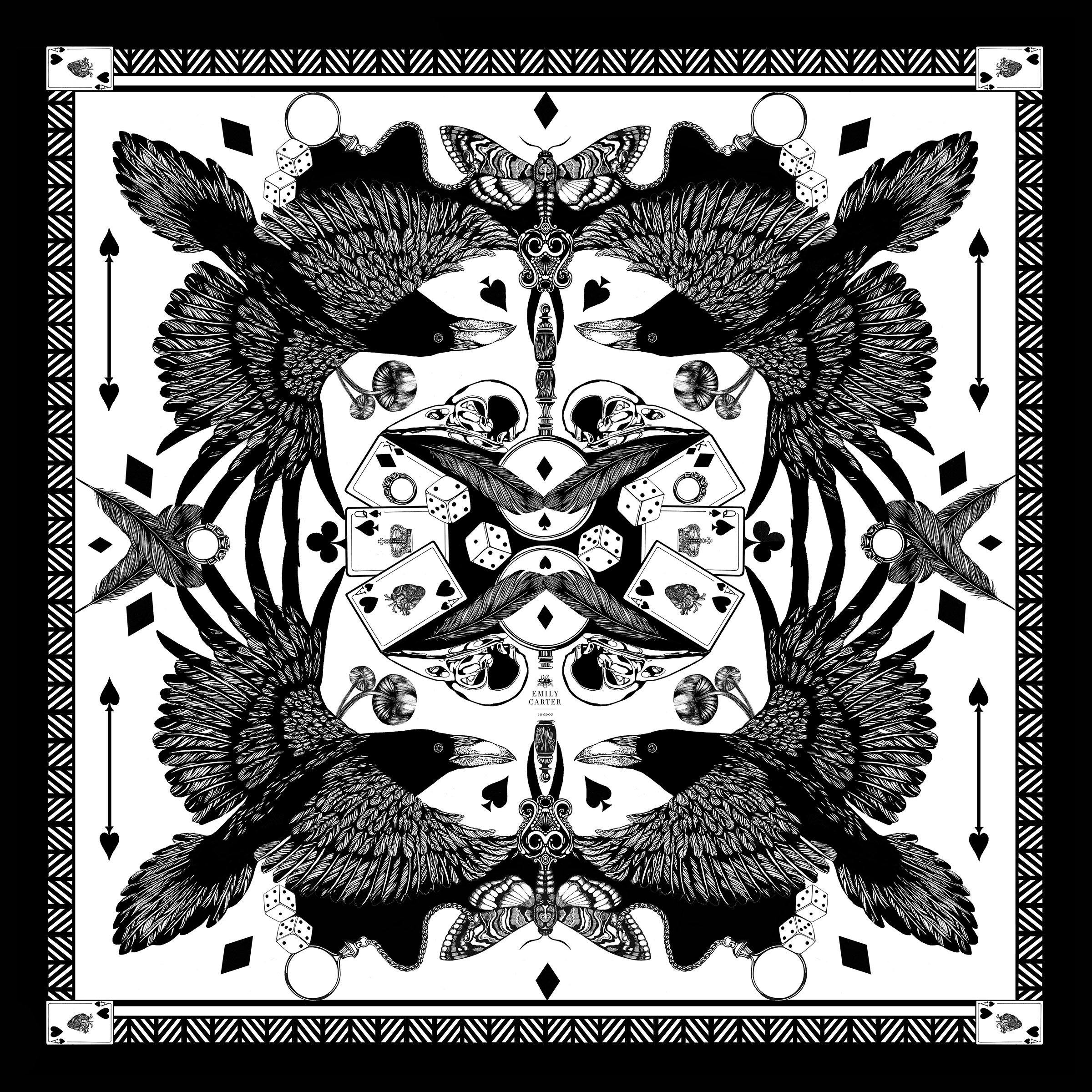 The Joker & Jackdaw Silk Scarf | 90x90cm - Emily Carter London