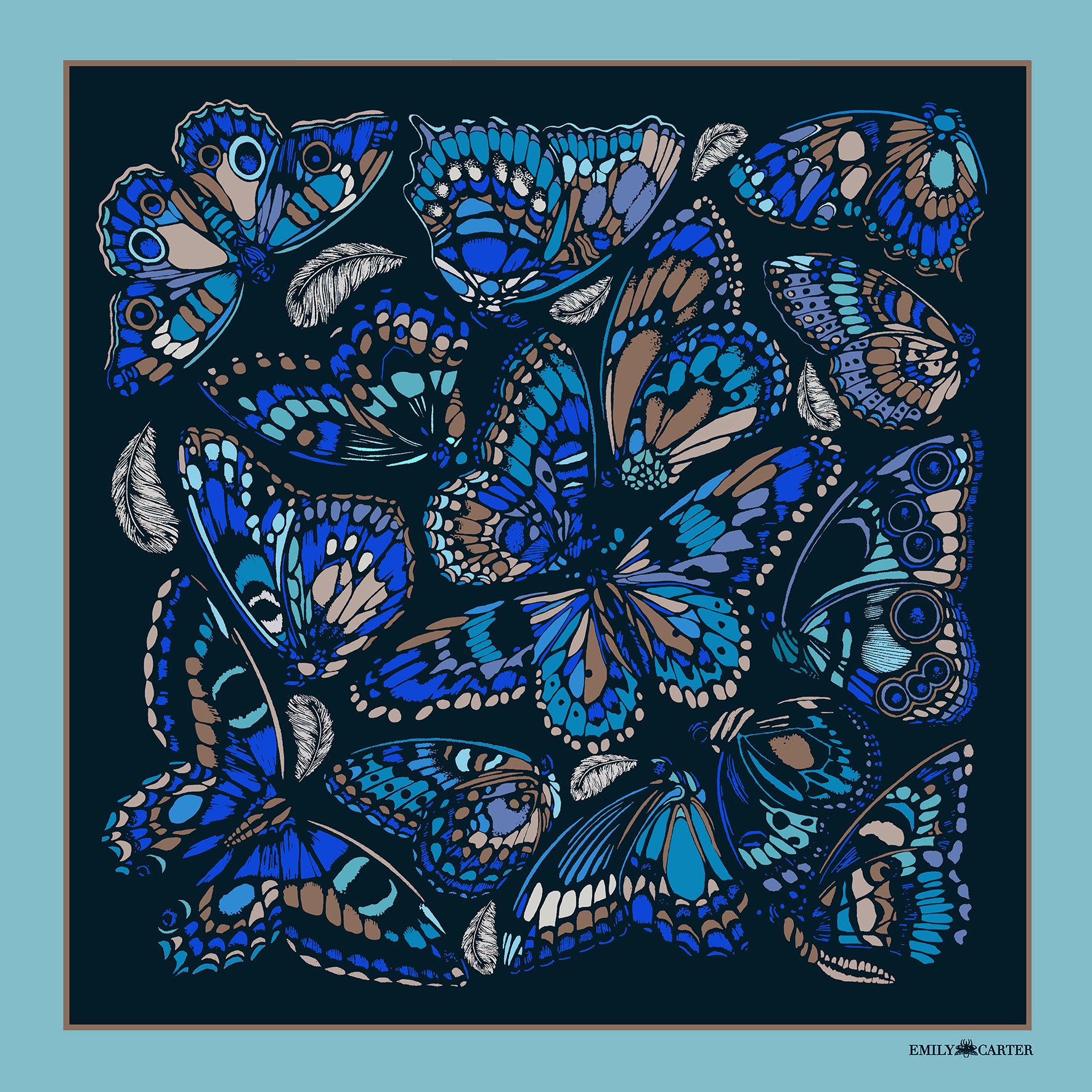 The Tropical Butterfly Silk Neckerchief - Cornflower | 45x45cm [Preorder]