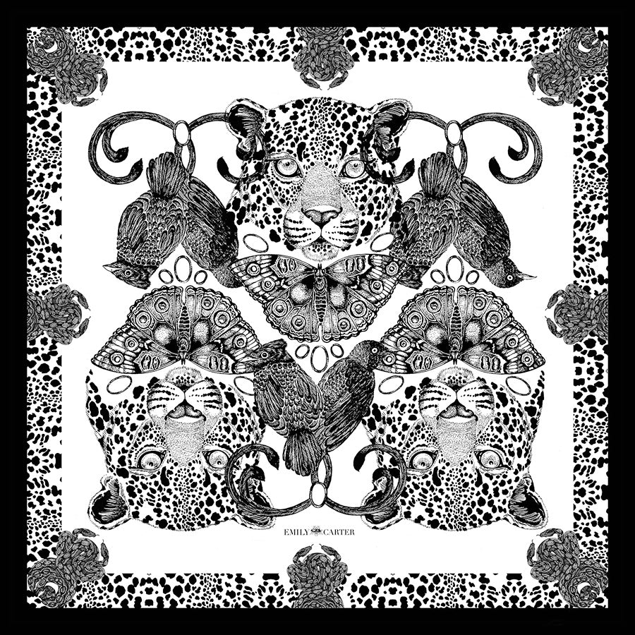 The Tropical Leopard Silk Neckerchief | 45x45cm