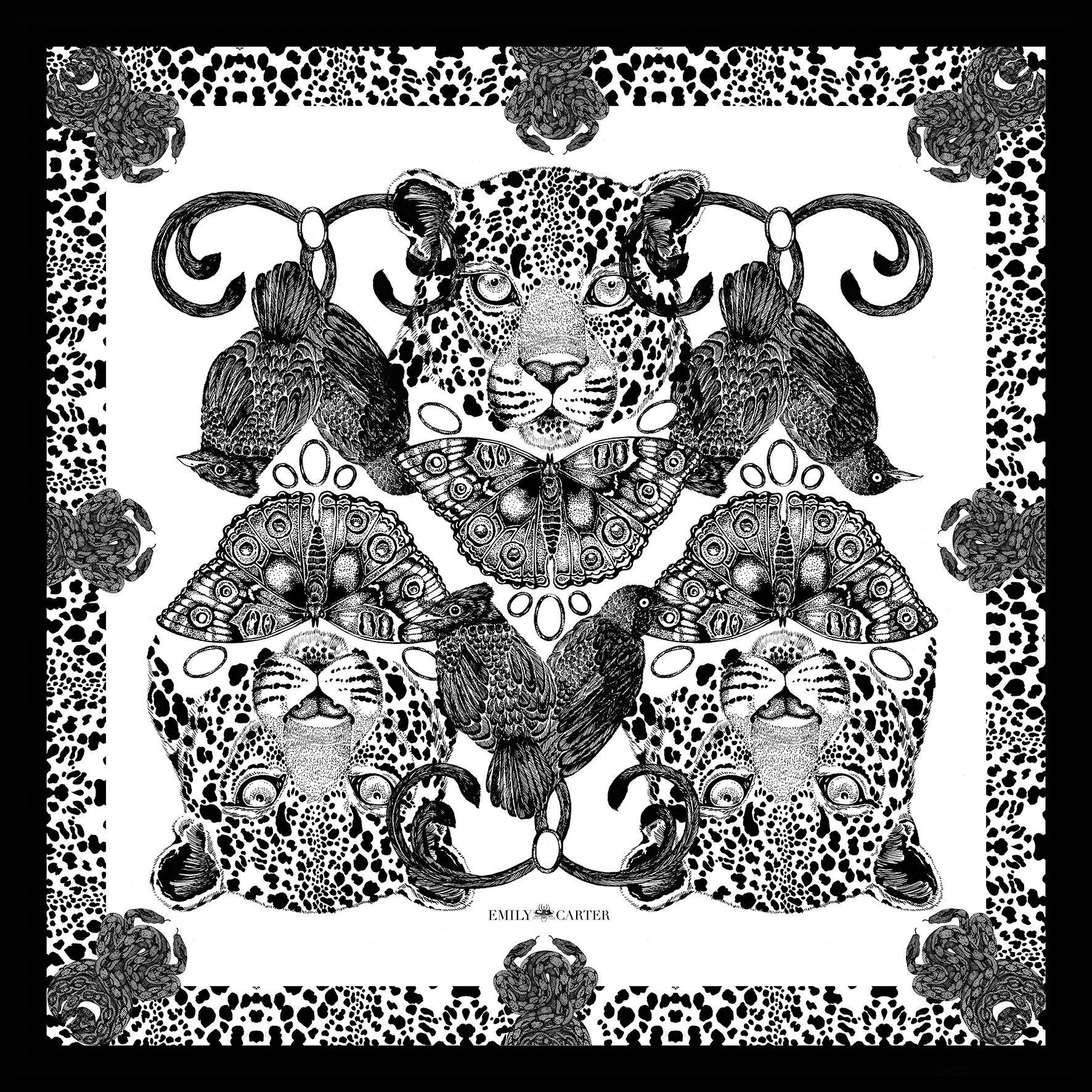 The Tropical Leopard Silk Scarf | 90x90cm - Emily Carter London