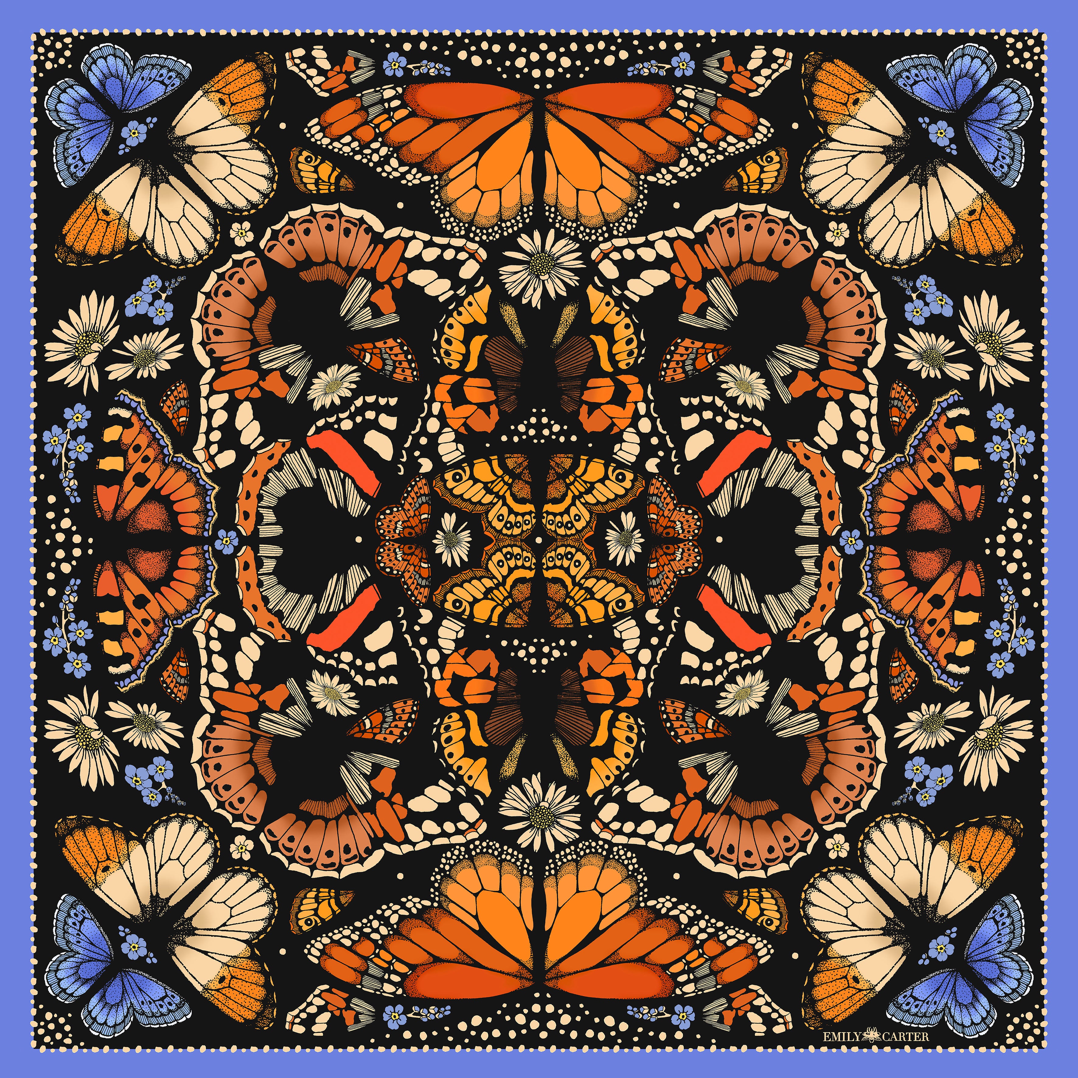 The British Butterfly Scarf - Orange | 65x65cm