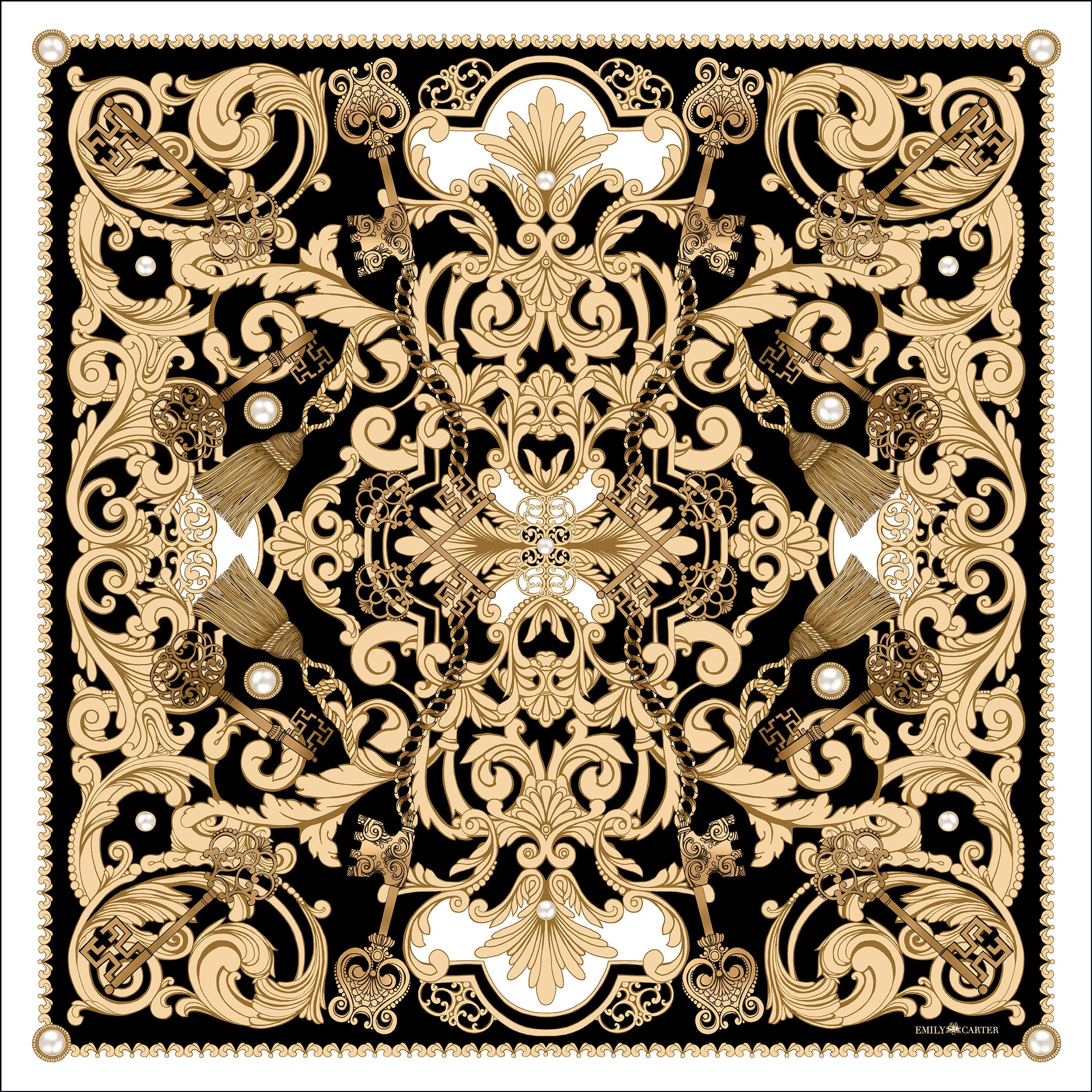 The Pearl Rococo Silk Scarf | 90x90cm