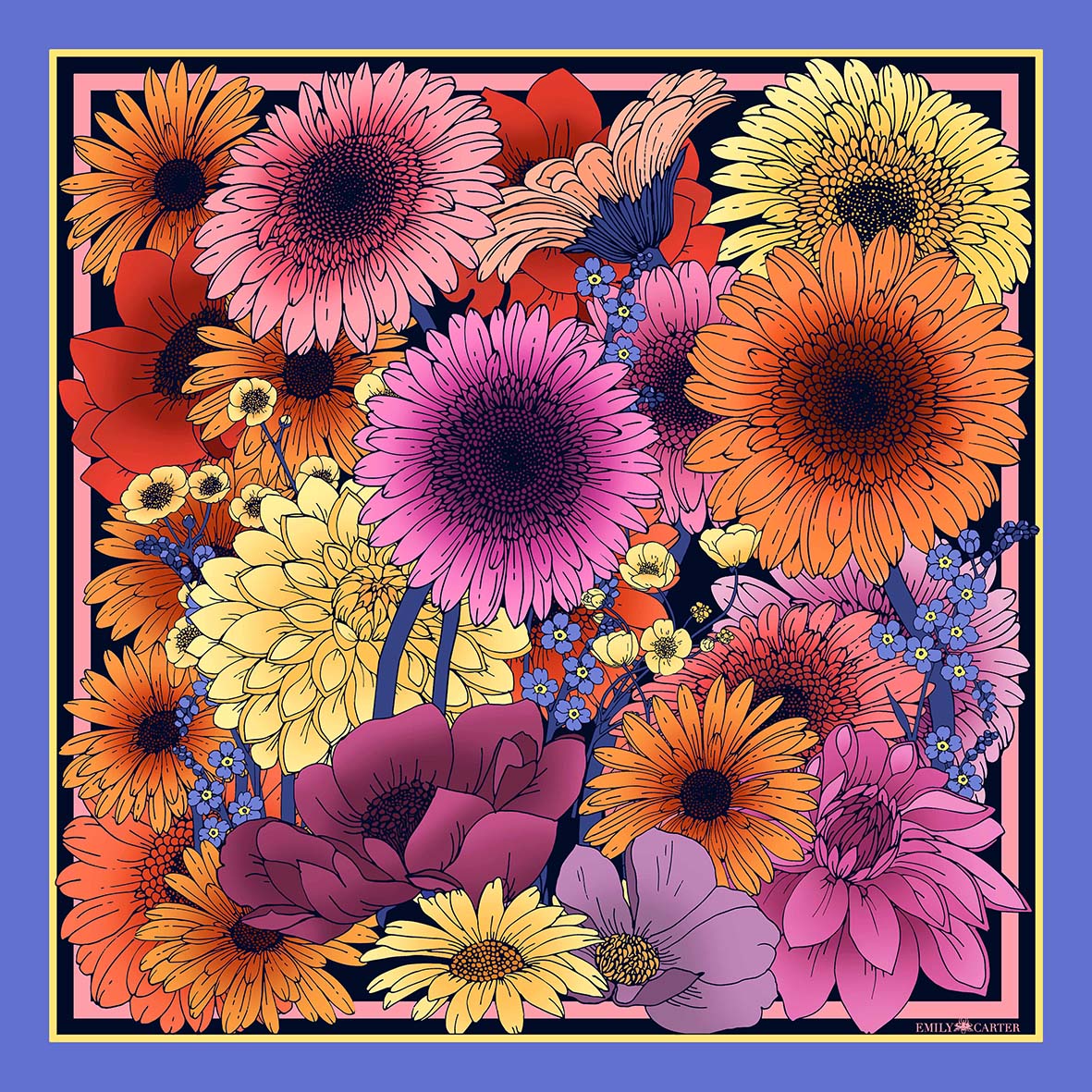 The Gerbera Garden Silk Scarf | 65x65cm