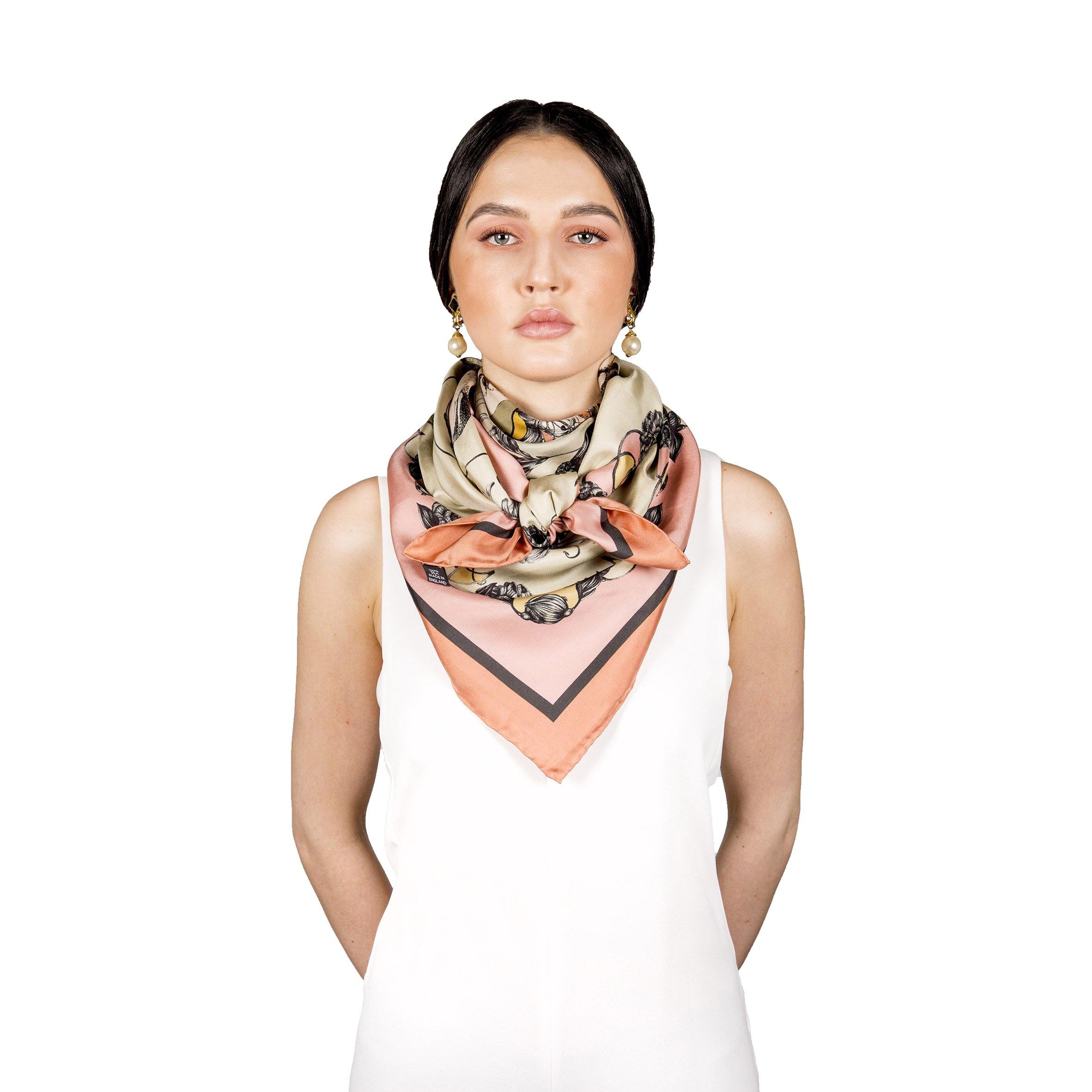 The Hummingbird & Honeysuckle Silk Scarf | 90x90cm - Emily Carter London
