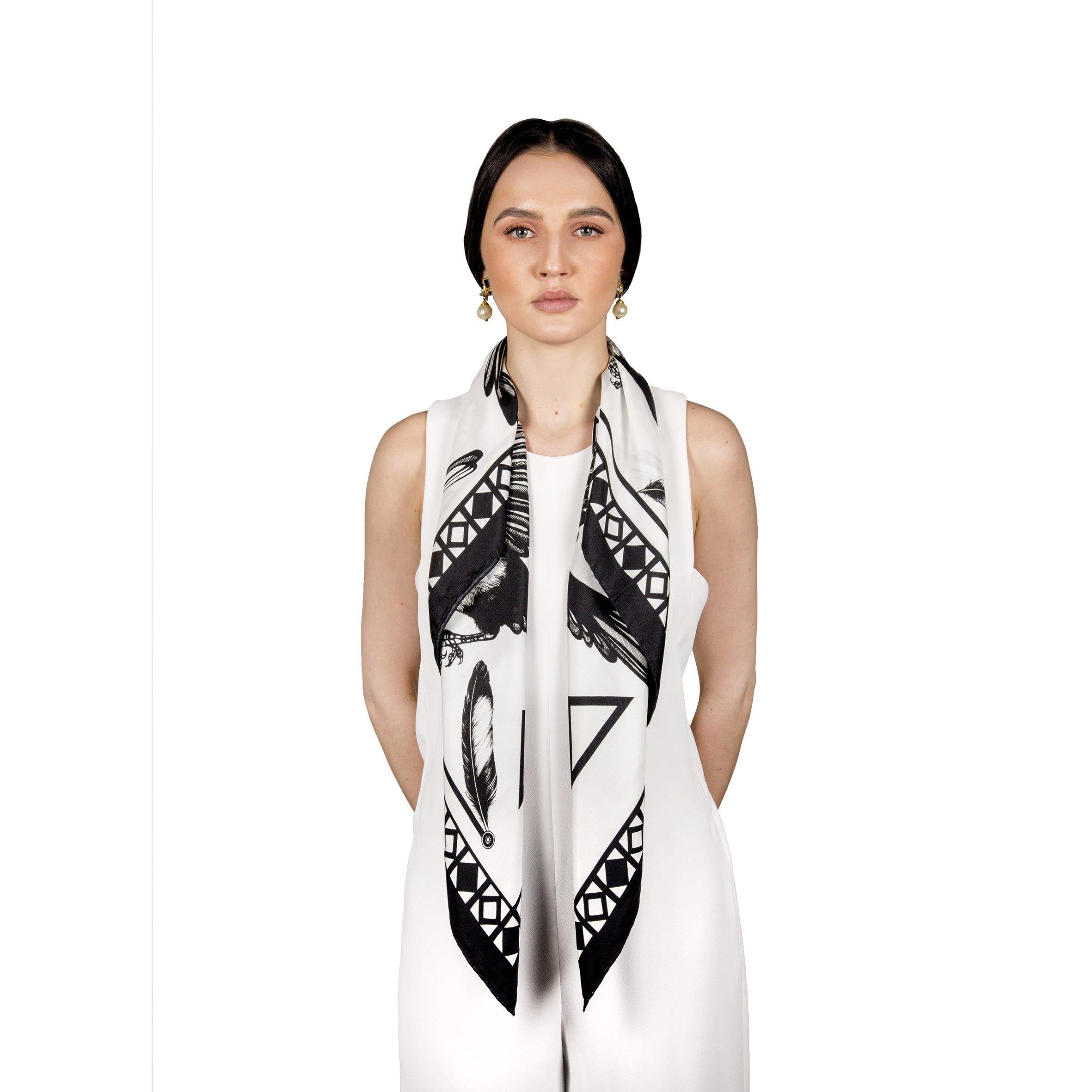 The Mysterious Magpie Silk Scarf | 90x90cm - Emily Carter London